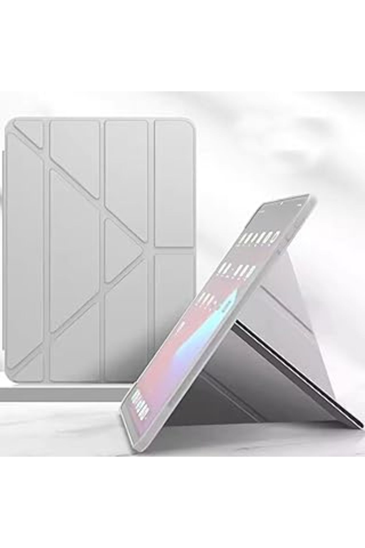 Mu Art Ipad Pro 13 Ile Uyumlu 2024 Kılıf Kalem Koyma Bölmeli Stand Olan Uyku Modlu Suni Deri, Yarı Transpa