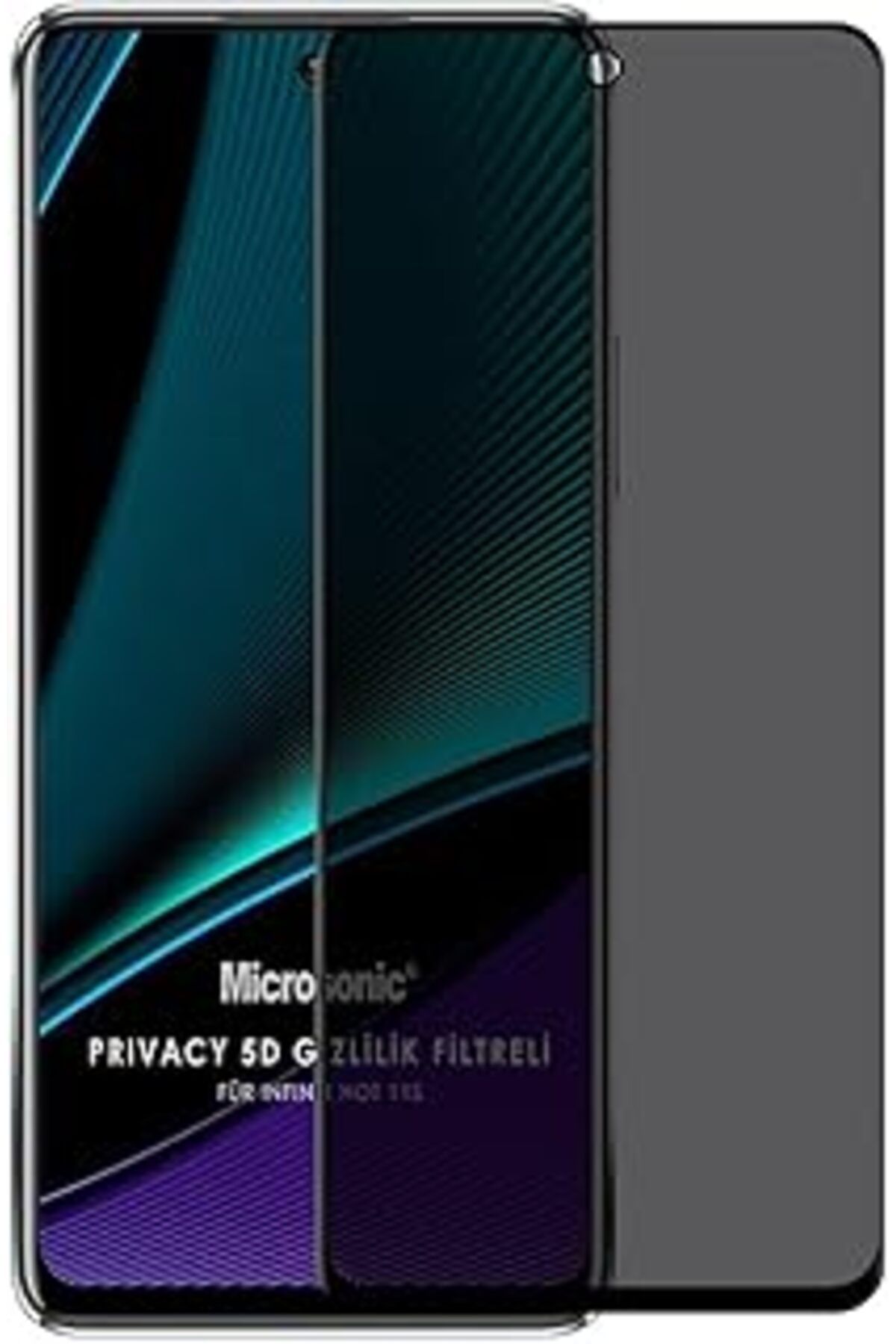 Pİ GLOBAL Microsonic Infinix Hot 11S Privacy 5D Gizlilik Filtreli Cam Ekran Koruyucu Siyah