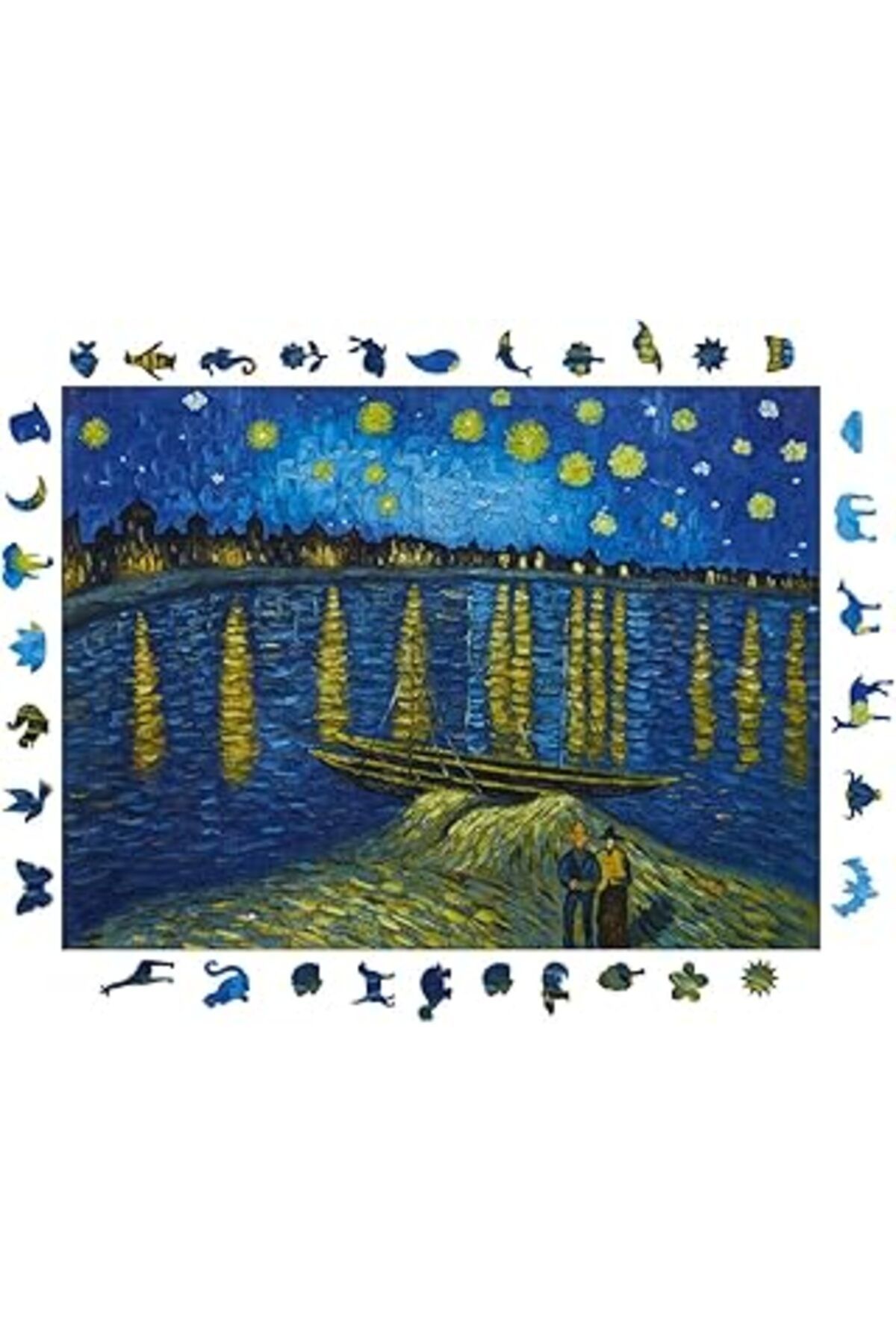robotrend Pinecone - Ahşap Puzzle Yetişkinler Için - Van Gogh Ren Nehri'Nde Yıldızlı Bir Gece Benzersiz Parça