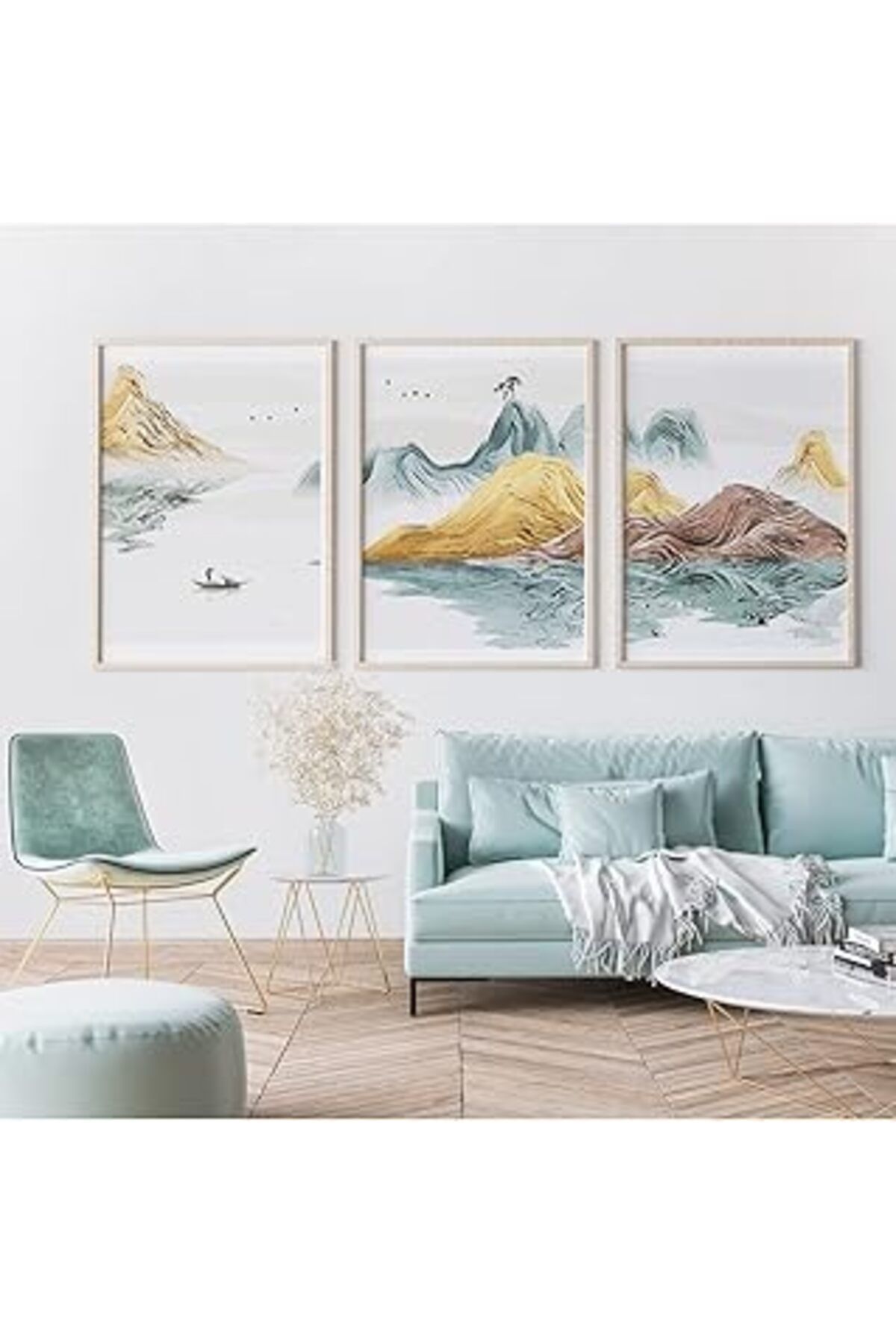 NETWORK ART Kendin Yap 3'lü Set - Balıkçı - Fisher/Sayılarla Boyama Kanvas Tablo Seti-56 * 70 CM (Tuvale Gerili)