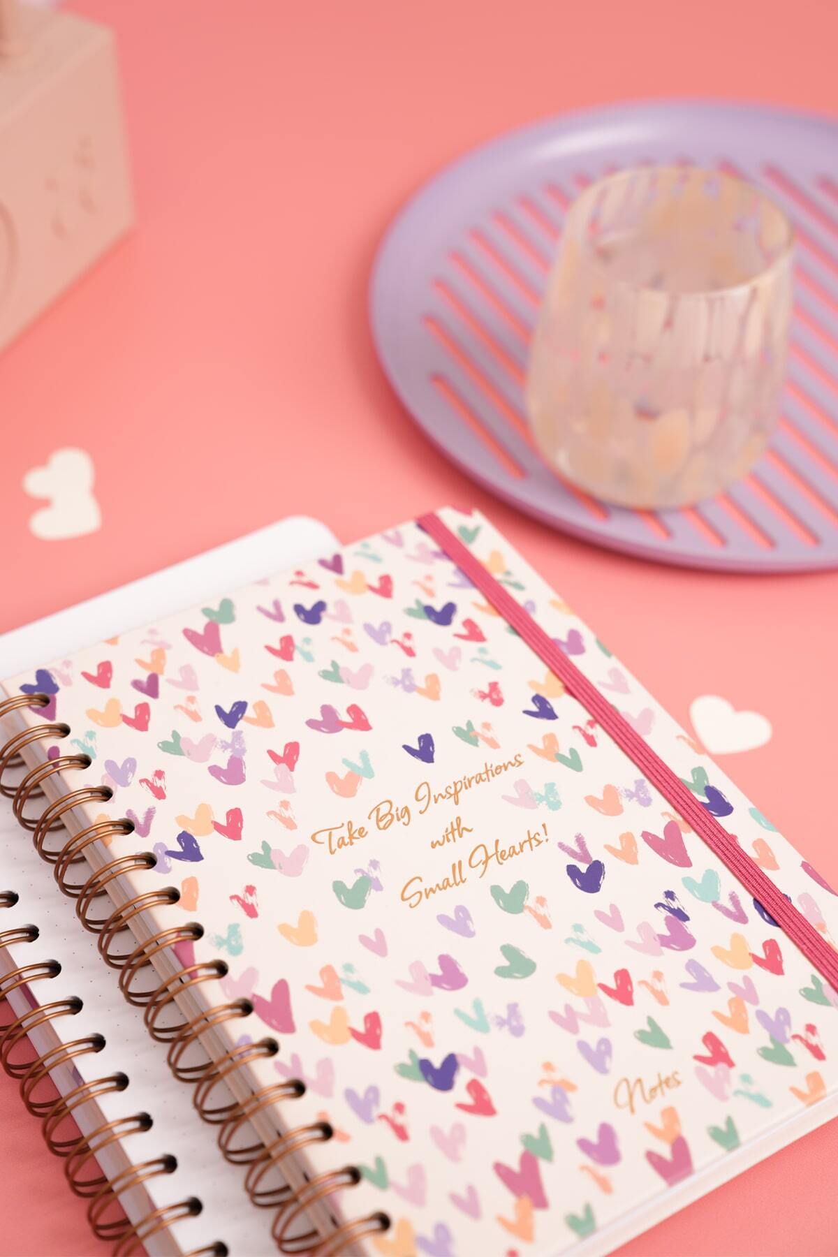 Matt Notebook-Spirlli Lastikli A5 15X21 cm Kalplersiz Notepad 4