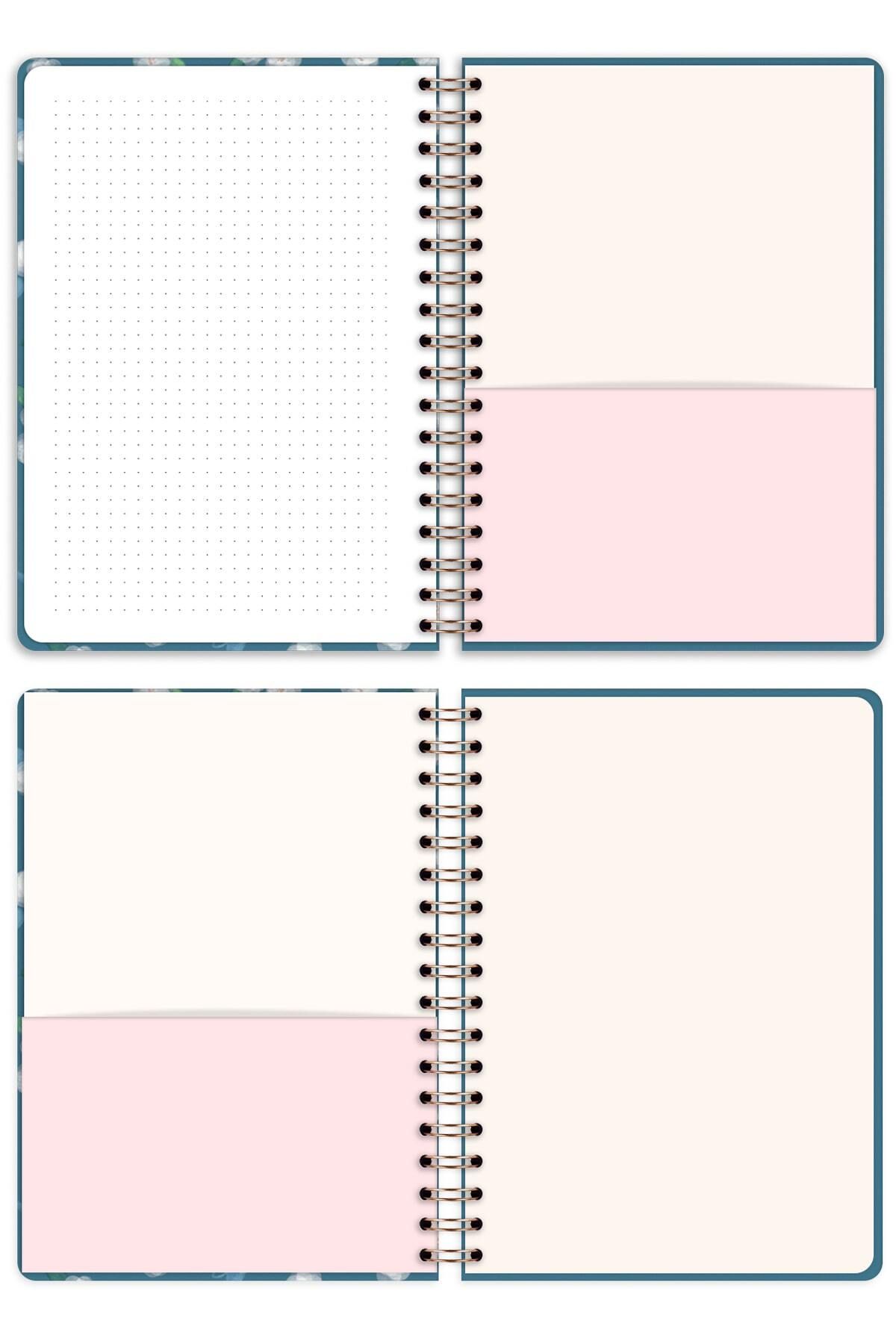 Matt Notebook-A5 15x21 سم دوامة مرنة منقطة مذكرة غير مؤرخة الزهور 7