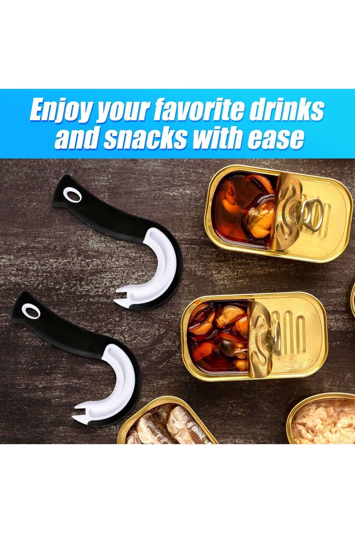 COOYA-Ring Pull Can Opener, Easy to Open Can Opener Hook, J Shaped Lid Opener for Cans Tabs 4