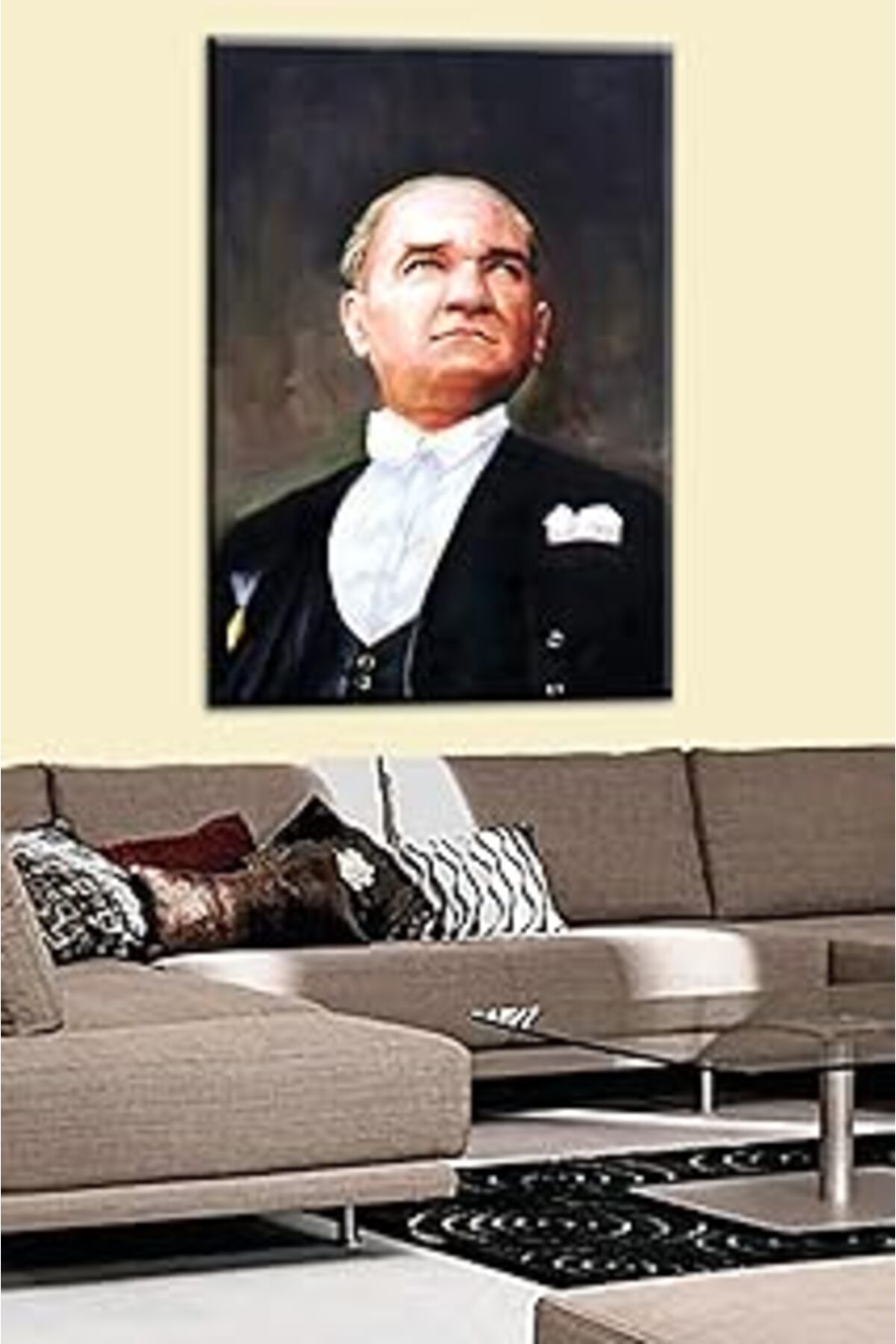 Pazarcan Talya Tablo Atatürk Yağlıboya Görünüm Kanvas Tablo - Kontiki 60X40 No-2163