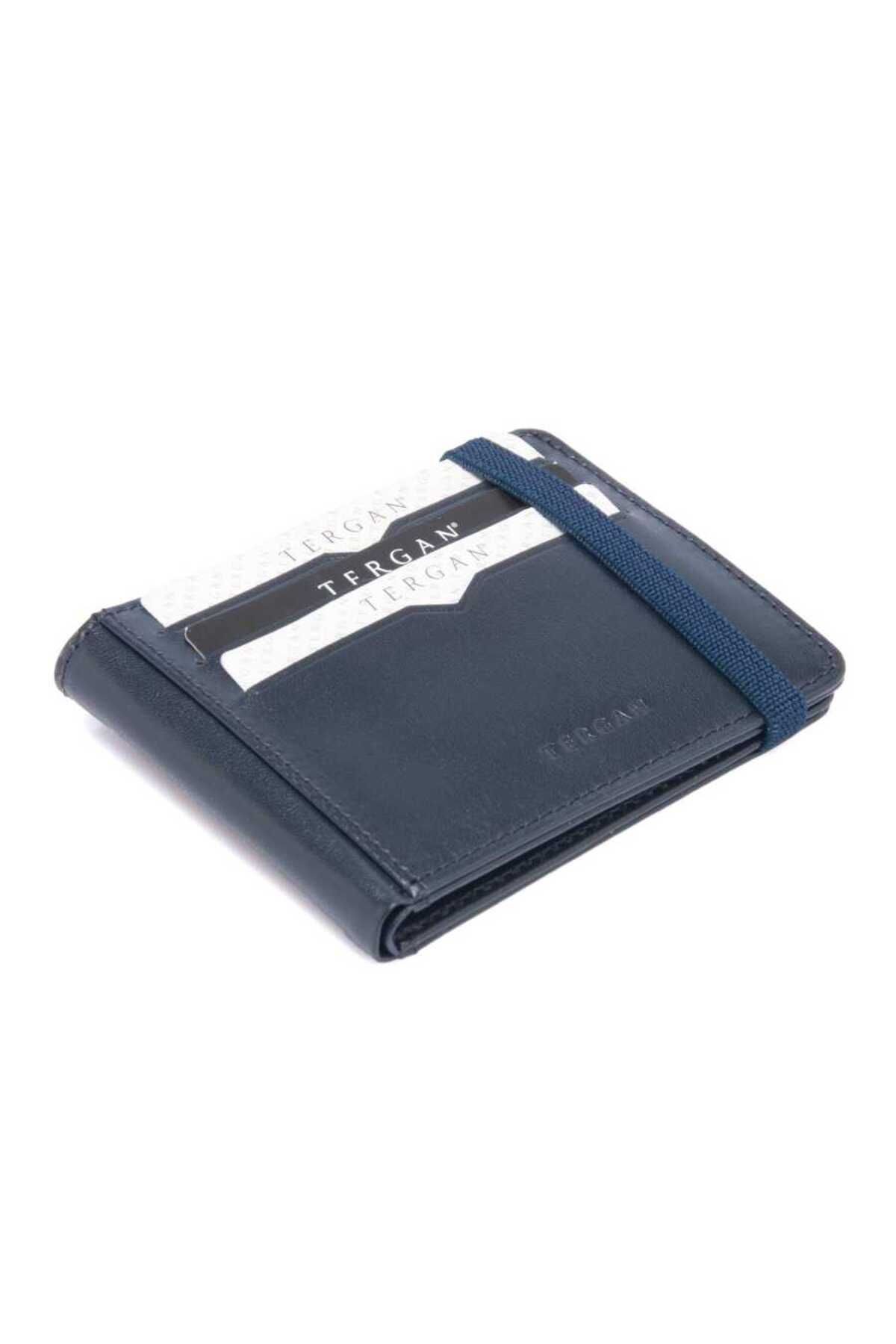 Tergan-Navy Blue Genuine Leather Men's Credit Card Holder - S1Kk 00001600 -H86 1