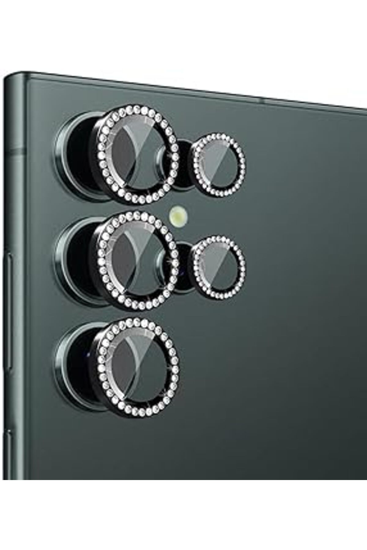 Karachil Microsonic Samsung Galaxy S24 Ultra Tekli Diamond Taşlı Kamera Koruma Camı Siyah
