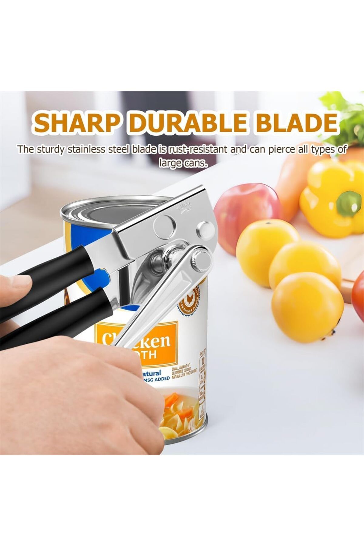 COOYA-Manual Handheld Heavy Duty Can Opener, with Smooth Edge Easy Crank Handle Powerful Magnet, 2 Pcs 3