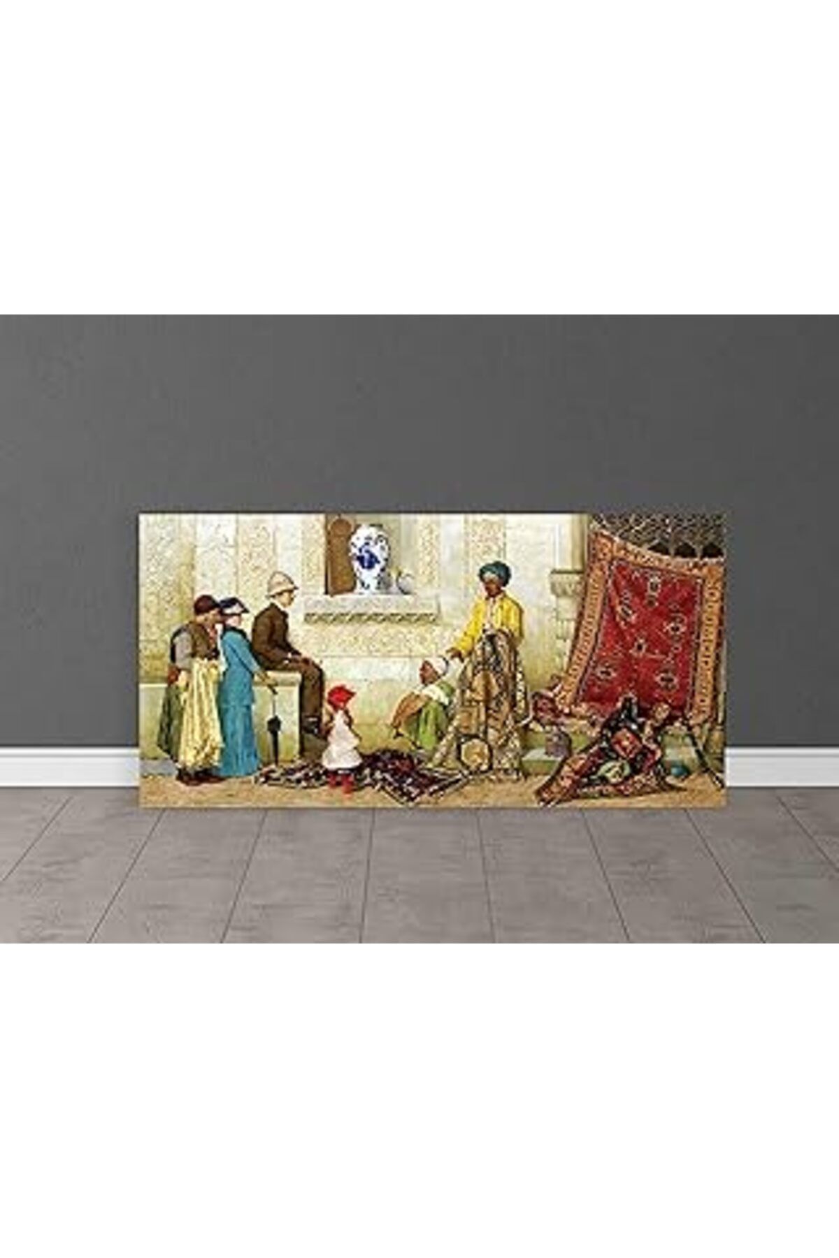 Pazarcan Undizayn Osman Hamdi Bey-Sokakta Farsça Halı Satıcısı (1888) Kanvas Tablo, 40X110 Cm