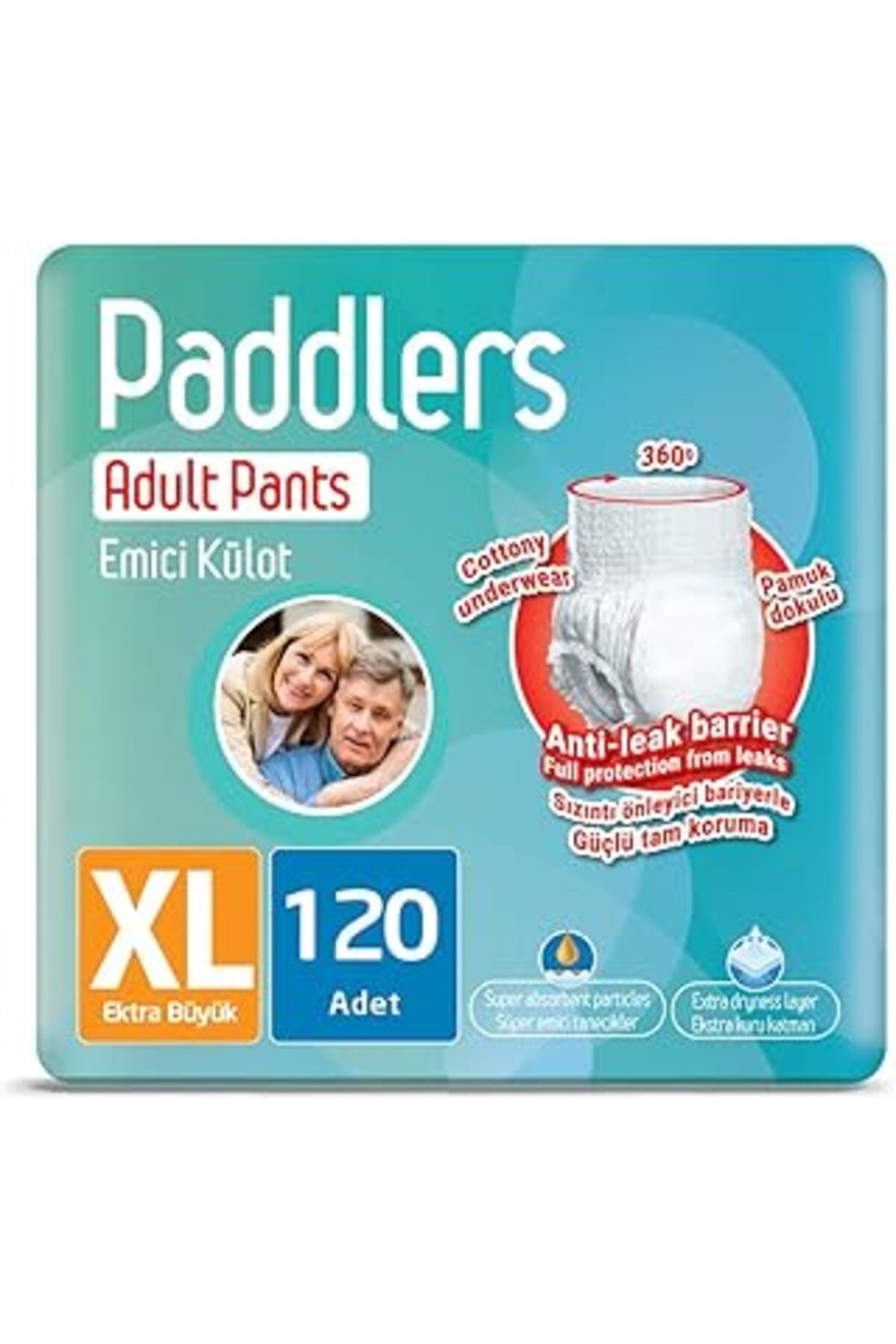 Pazarcan Paddlers Yetişkin Hasta Emici Külot Bez X-Large 120 Adet