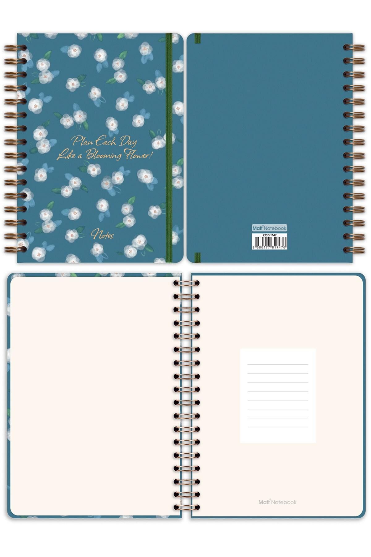 Matt Notebook-A5 15x21 سم دوامة مرنة منقطة مذكرة غير مؤرخة الزهور 6
