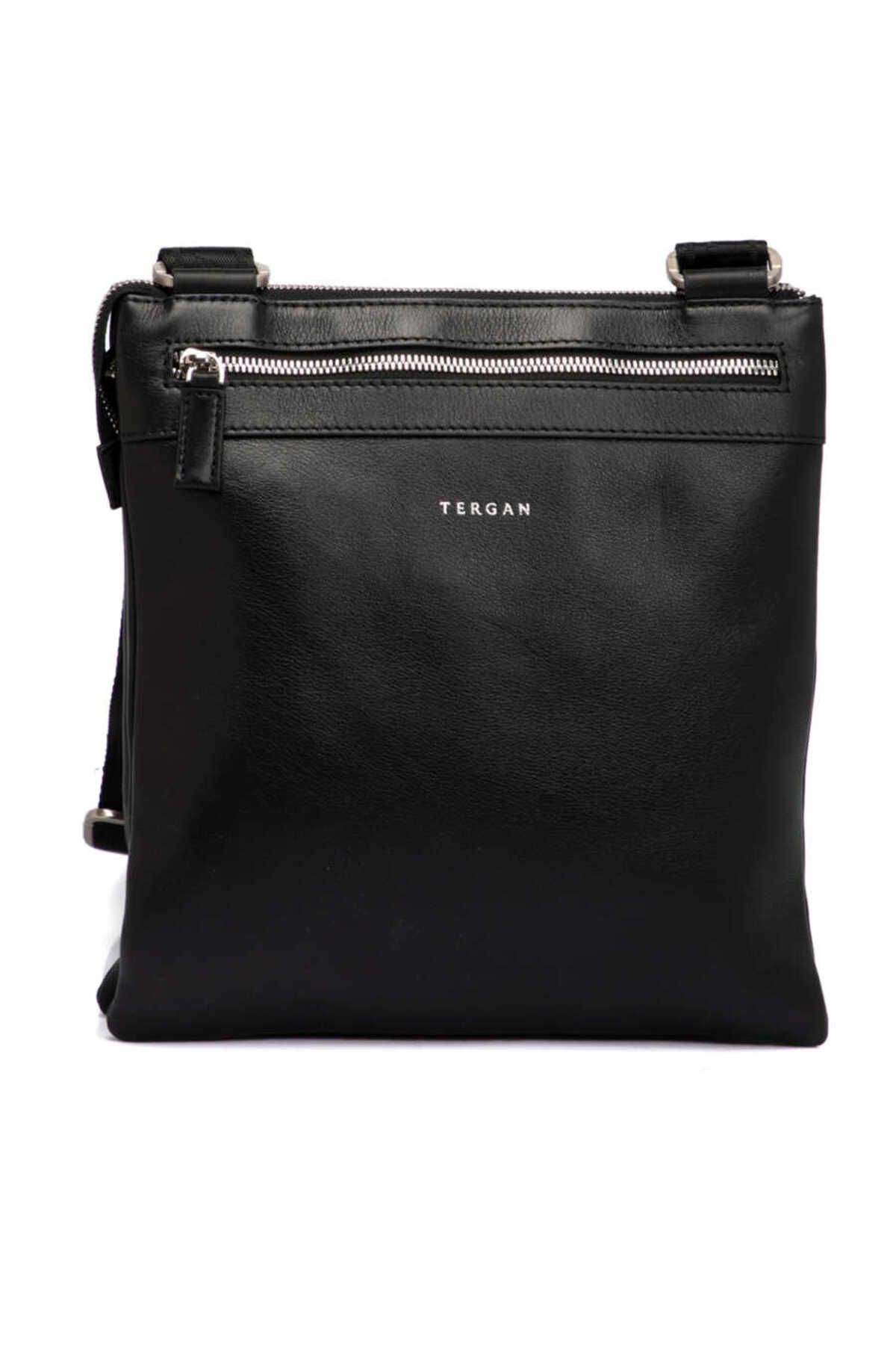 Tergan-Μαύρη γνήσια δερμάτινη τσάντα χιαστί Unisex - S1ac00021107-a85 3