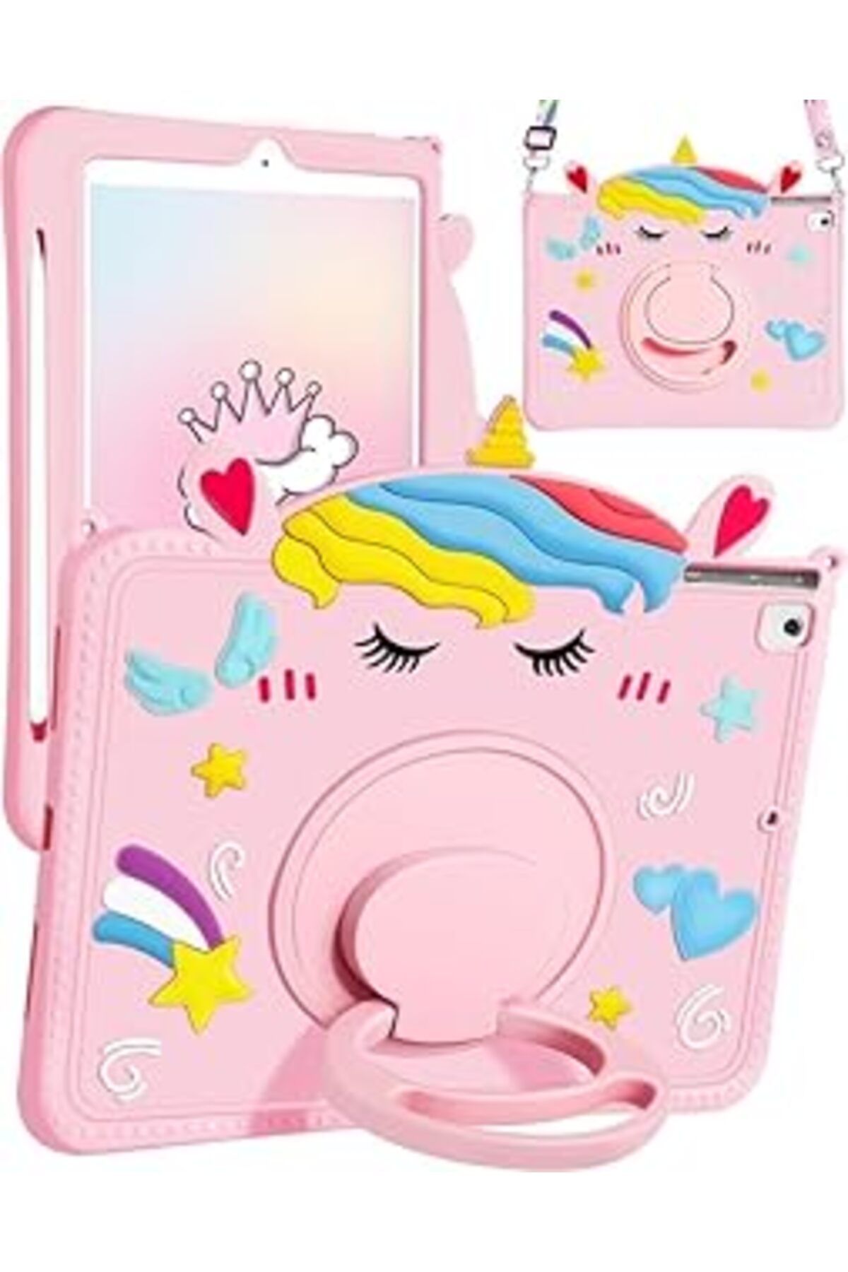 Mu Art Kılıf Silikon Çocuklar Karikatürlü Çizgi Karakterli Standlı Darbe Korumalı Ipad 5. Nesil Ipad 6. Ne