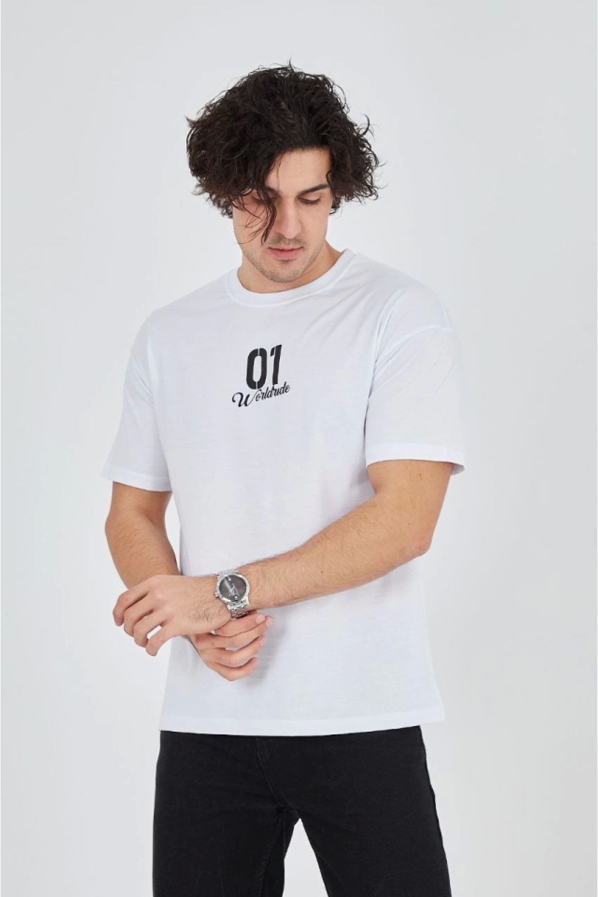 JANES-Men's Crew Neck Printed T-Shirt - White 7