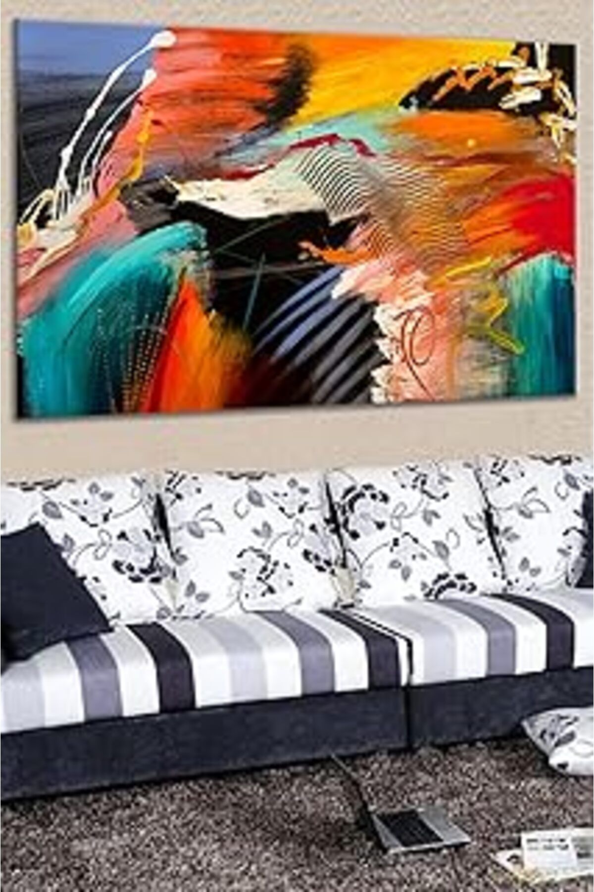 Pazarcan Talya Tablo Modern Renkli Soyut Kanvas Tablolar Oturma Odası Salon Koridor Ve Ofisler Için Ideal 50