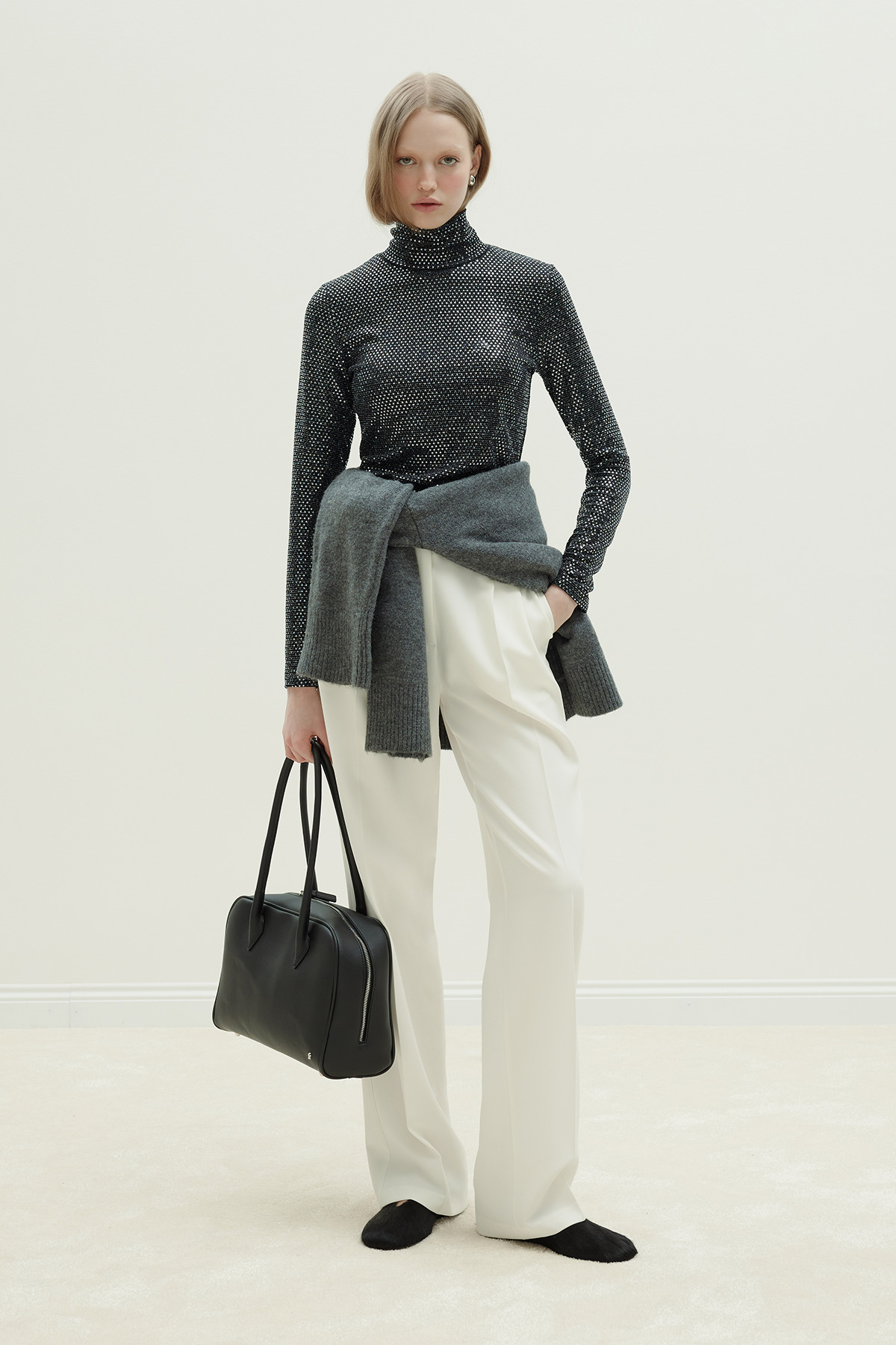 Suud Collection  Beyaz Dalie Pileli Pantolon - Görsel 5