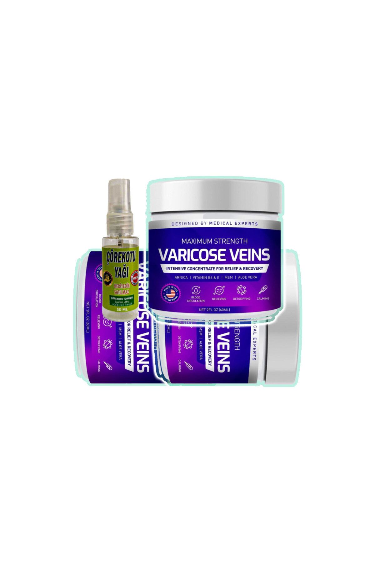 TAMNET Varicose Veins Maximum Strength 3X100 ml Giderici Krem+30 ml Çörek Otu Sızılar için Yağ