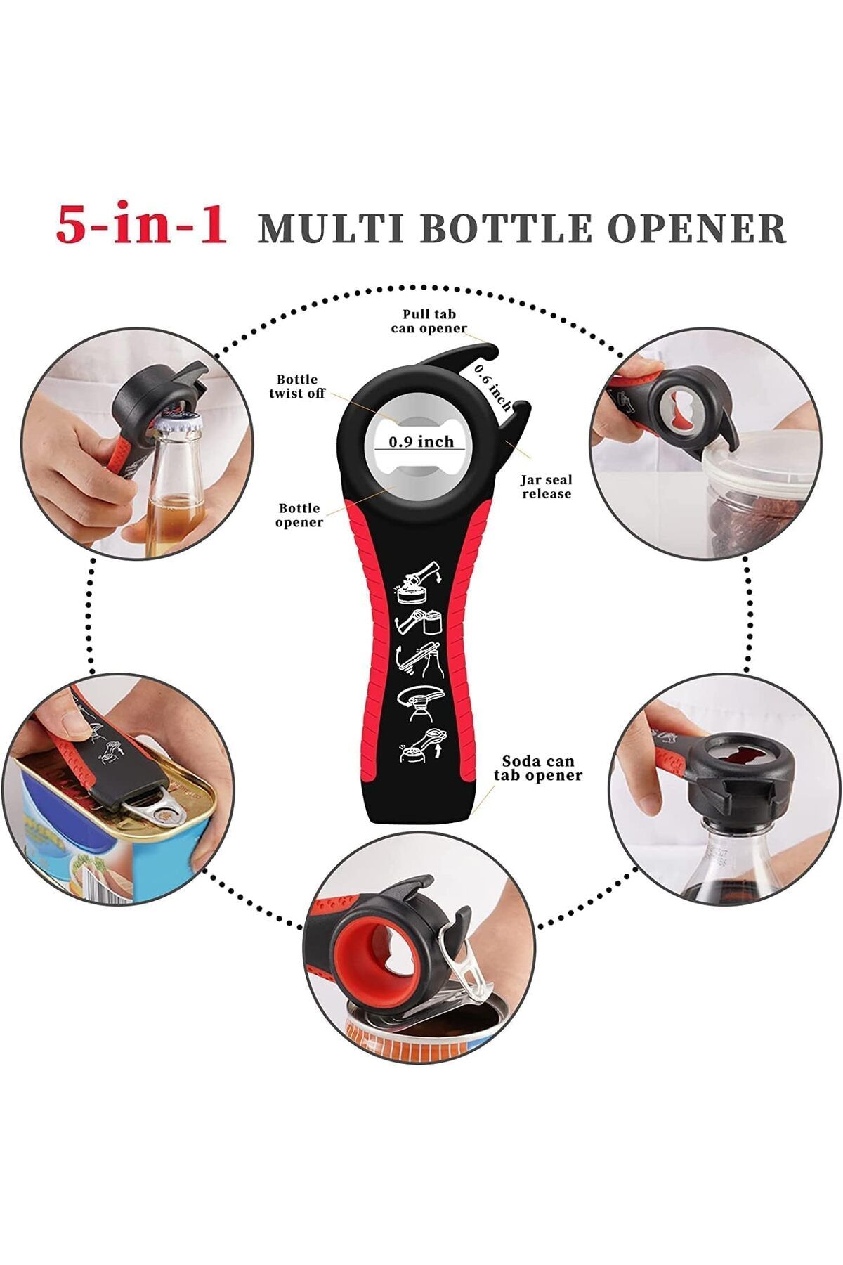 COOYA-2PCS Jar Opener, 4 in 1 Multiple Function Can Opener Bottle Opener, with Silicone Handle 4
