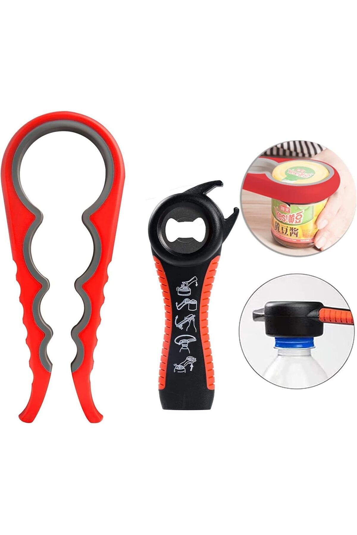 COOYA-2PCS Jar Opener, 4 in 1 Multiple Function Can Opener Bottle Opener, with Silicone Handle 6