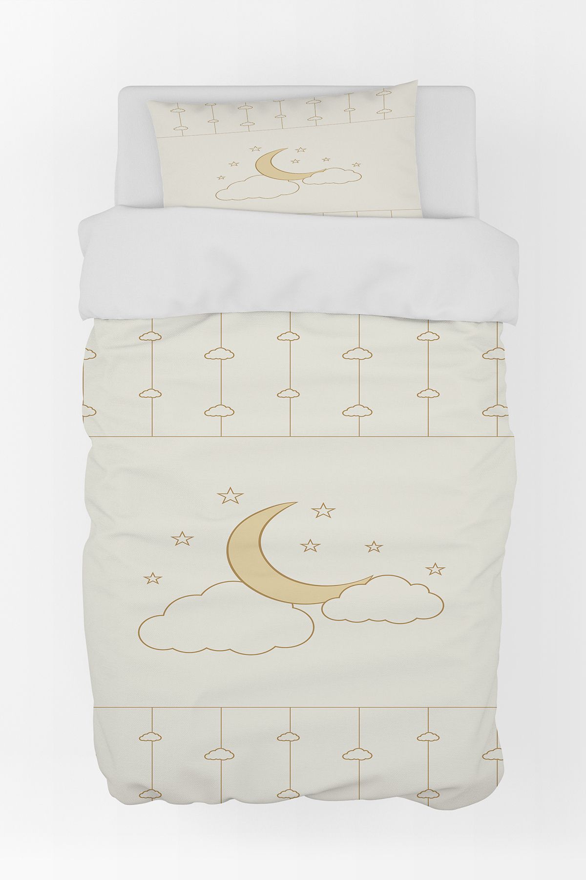 BelezaHome-Magic Night Moon Star Cloud Single Baby Kids Bedding Set 4