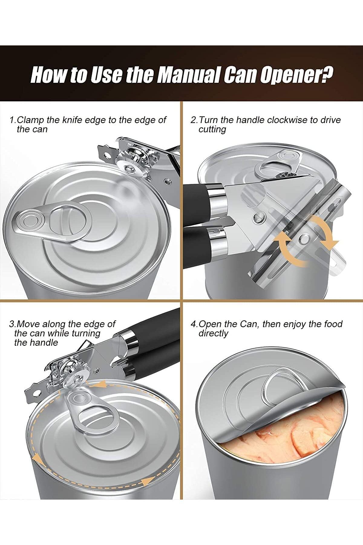 COOYA-3-In-1 Manual Can Jar Openers Heavy Smooth Edge Cut Bottle Opener, Ergonomic Anti Slip Grip Handle 5