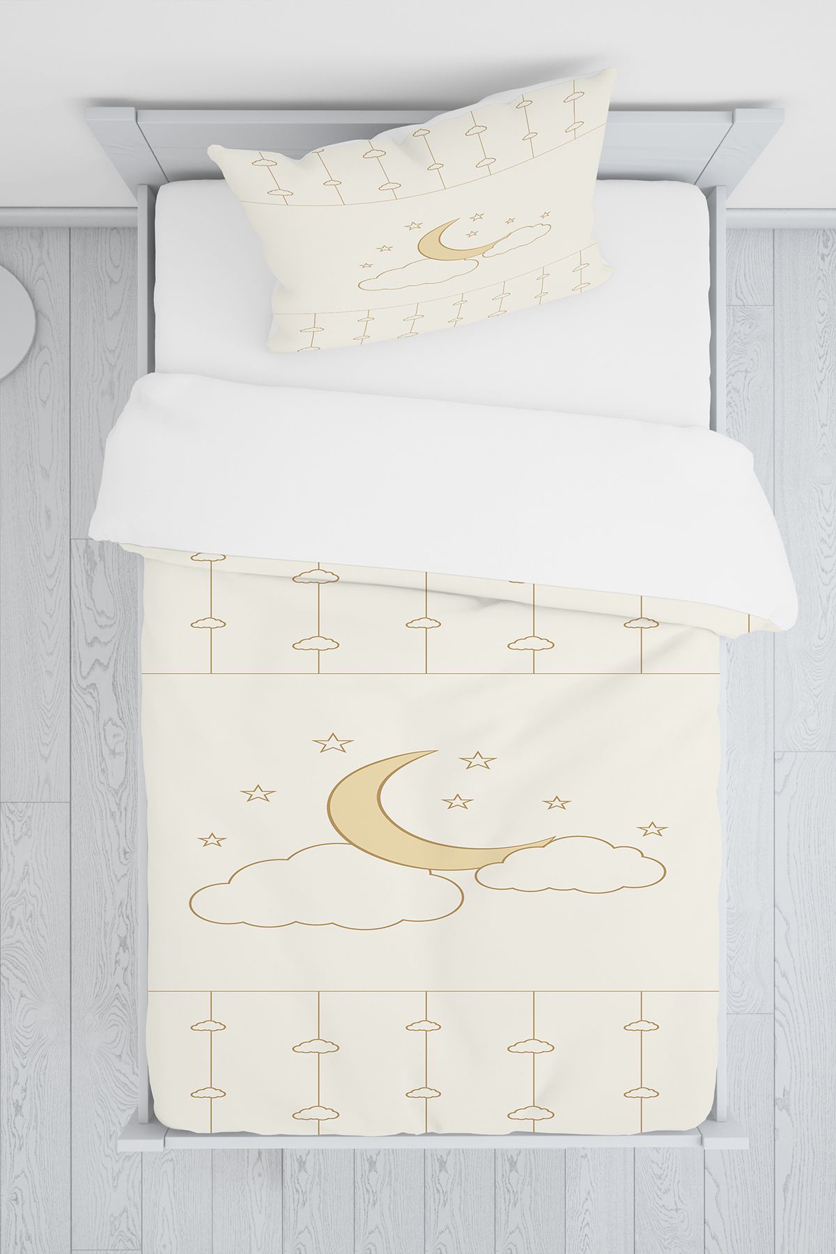 BelezaHome-Magic Night Moon Star Cloud Single Baby Kids Bedding Set 3