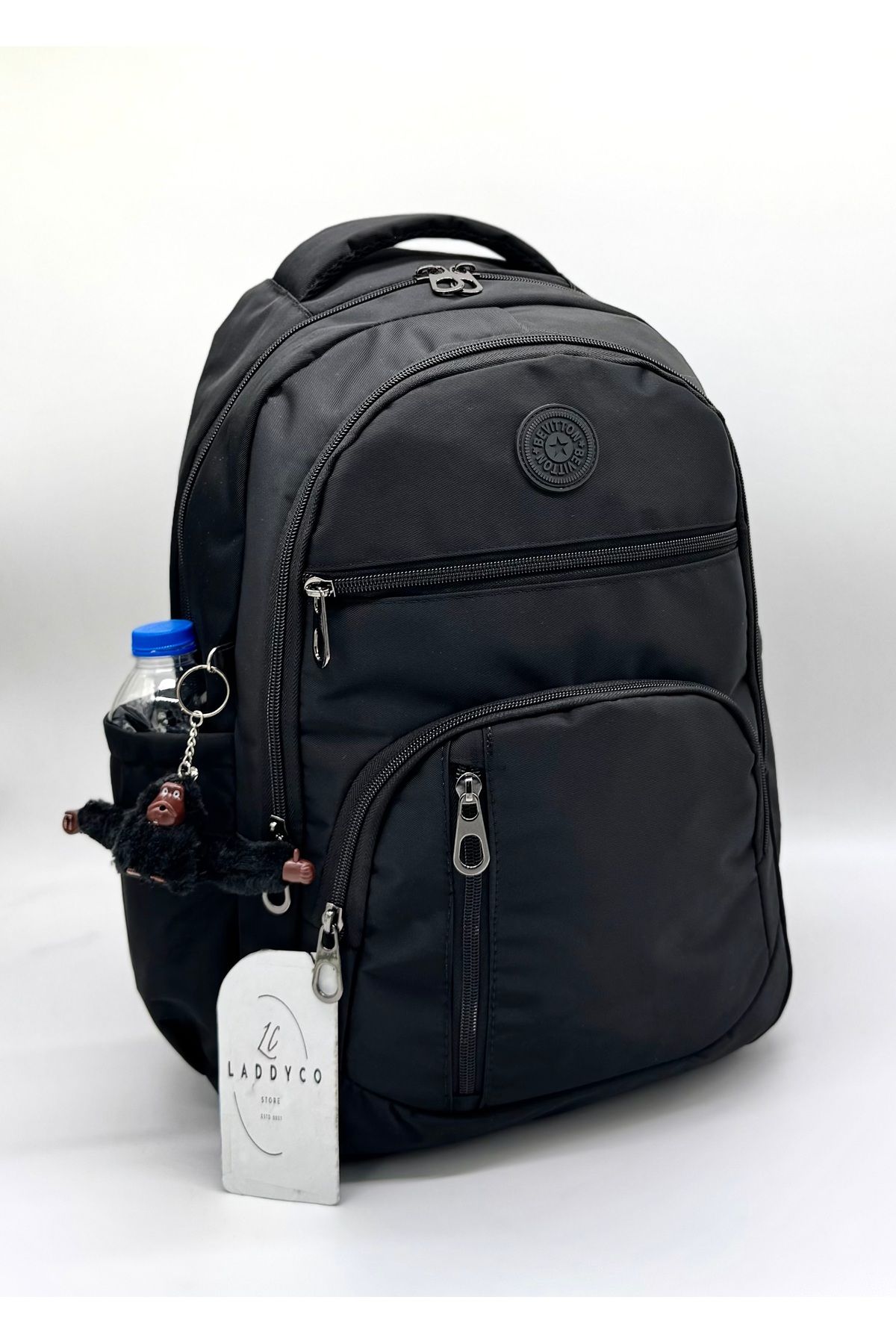 Bevitton-1700 Model Waterproof Black Schoolbag - Multi-Compartment Casual Backpack 1