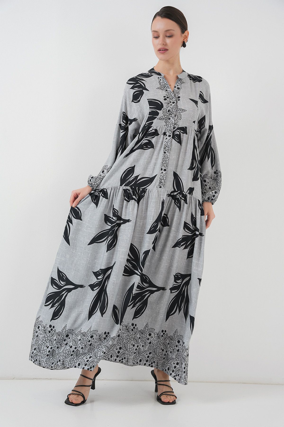 Bigdart-2423 Rochie autentică cu aspect de piatră 3