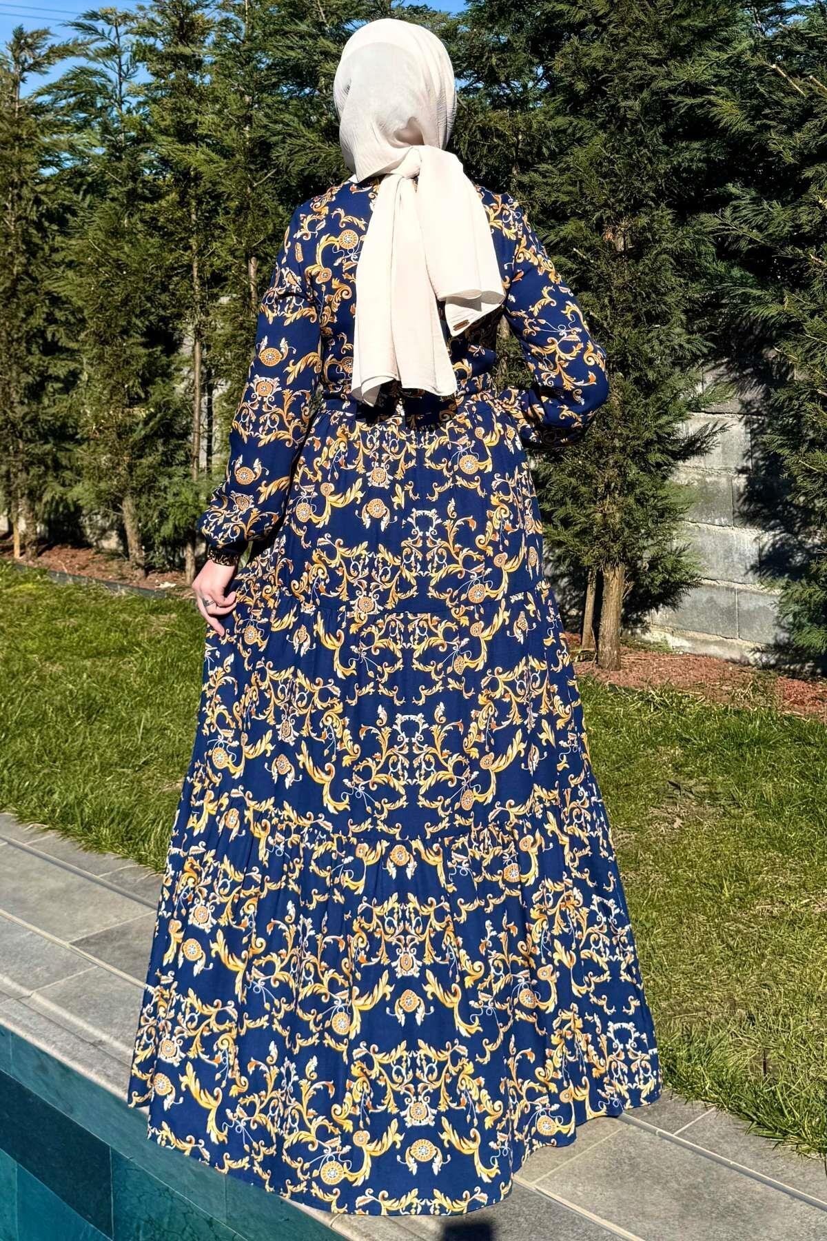 Rabia Şamlı-Navy Blue Hürrem Dress 8