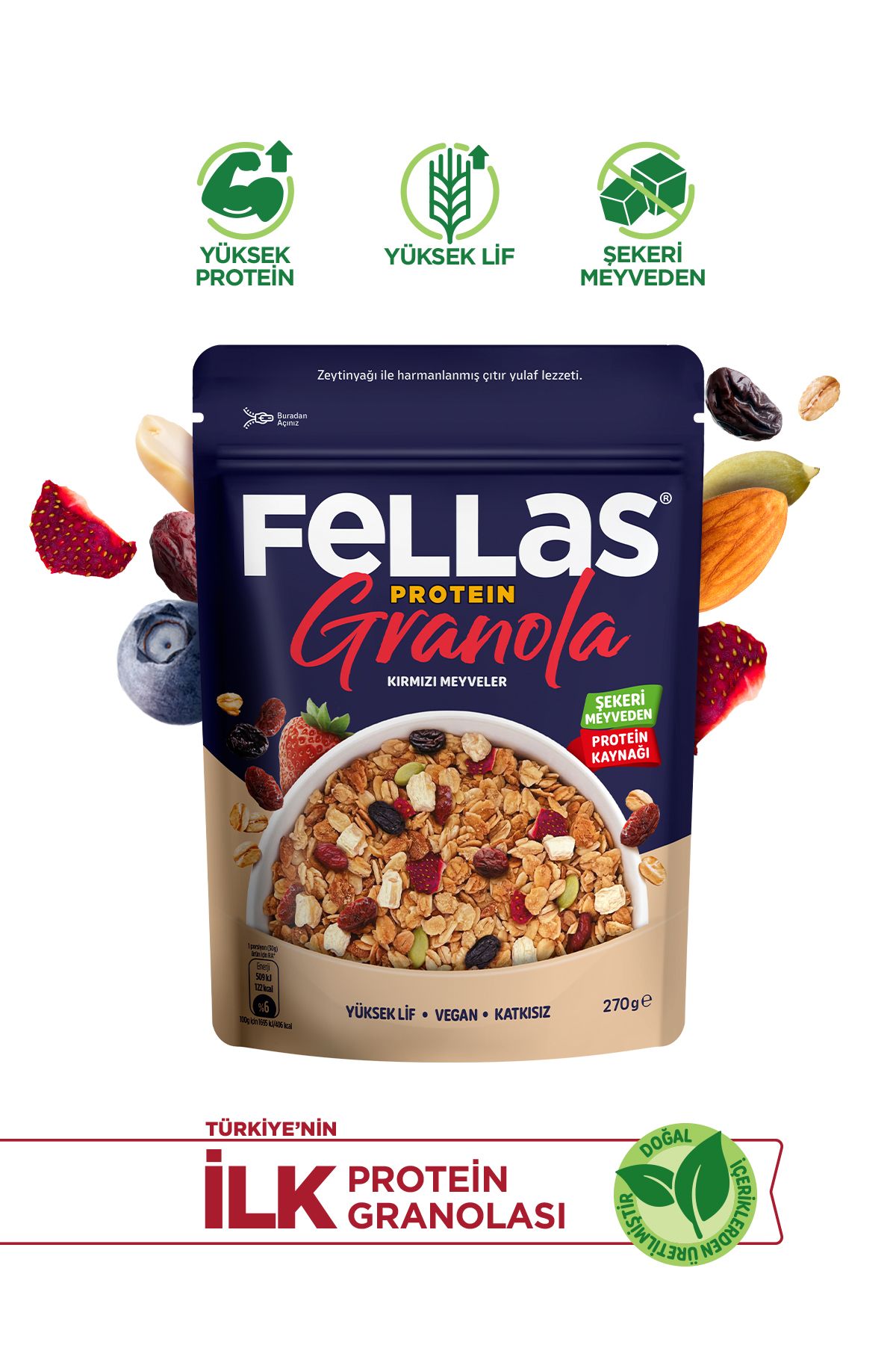 Fellas Protein Granola - Kırmızı Meyveler 270g