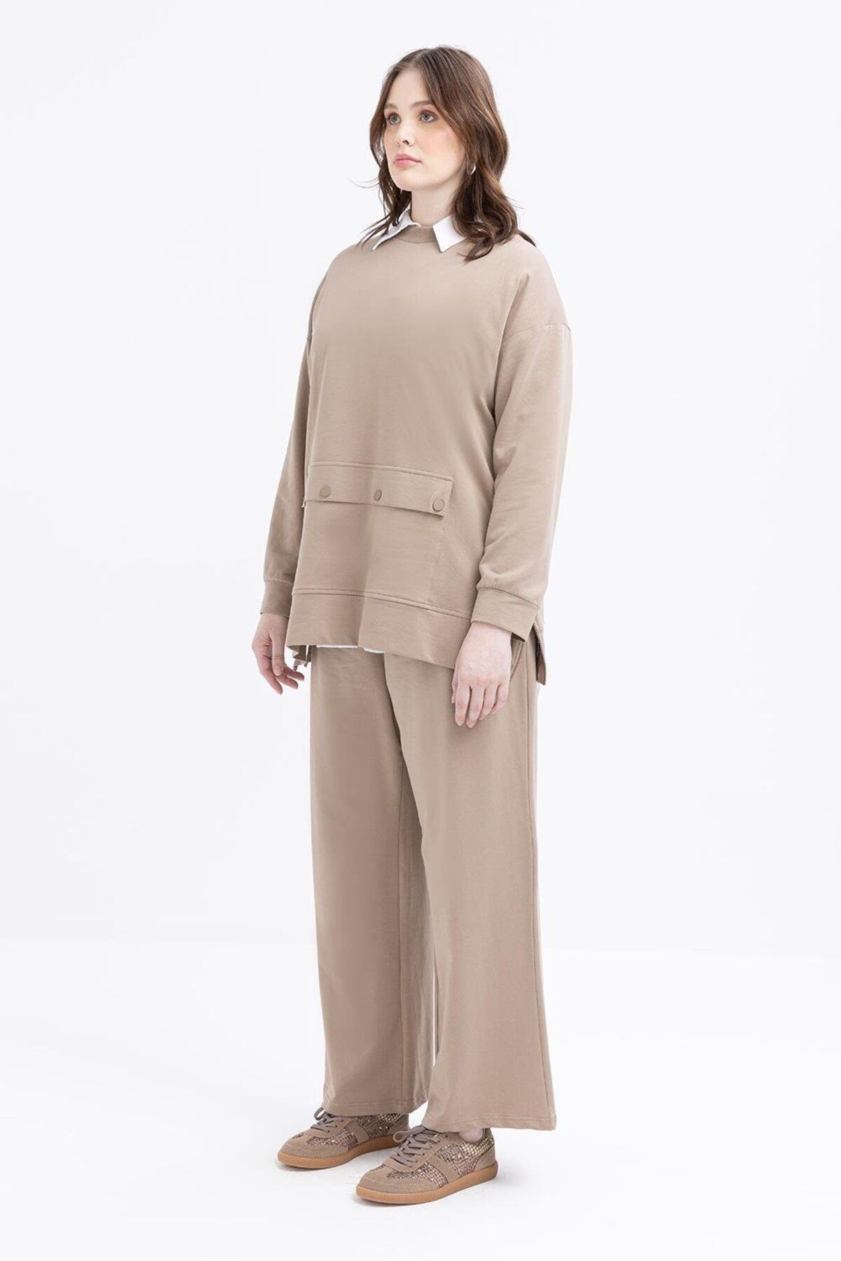 ALLDAY-Σετ αθλητική φόρμα Mink-Large Pocket Side Zip Lycra Plus Size 2