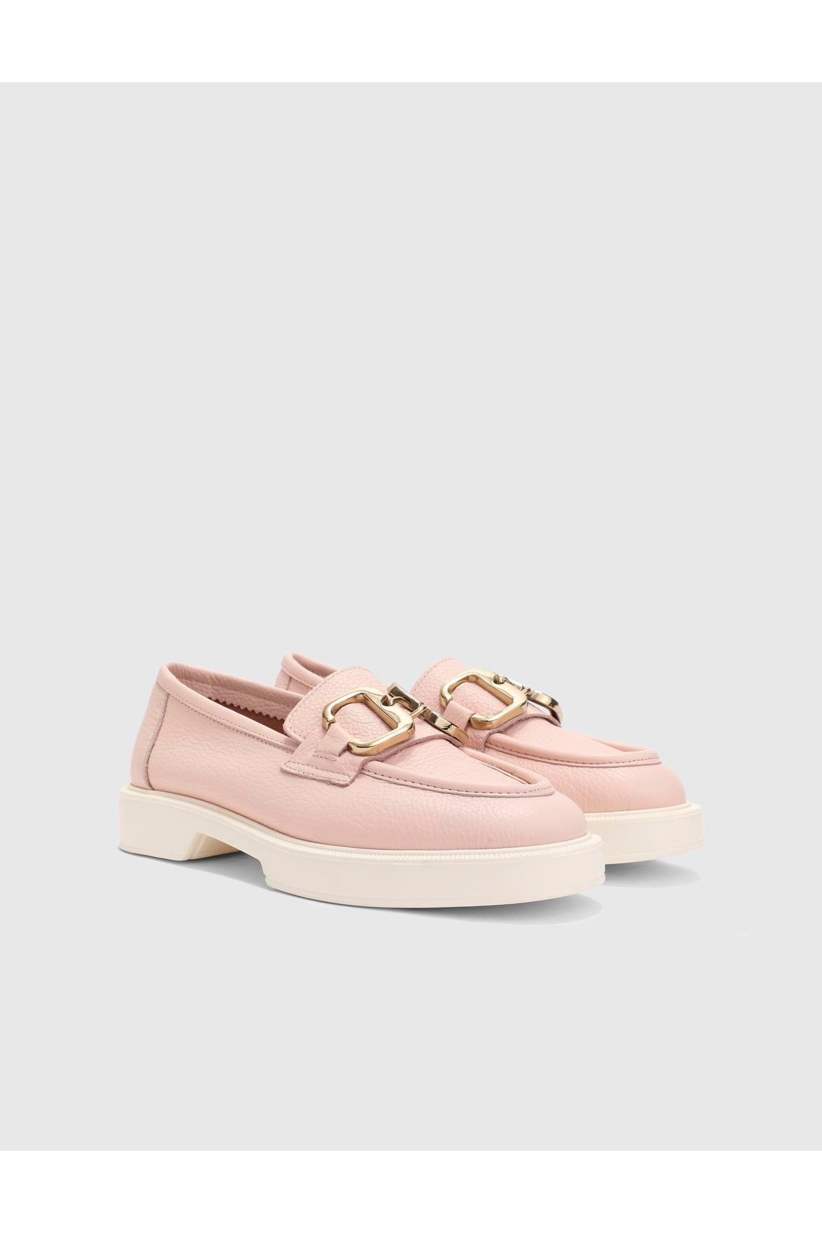 İLVİ-Denisa Genuine Leather Women's Pink Loafer Shoes 1