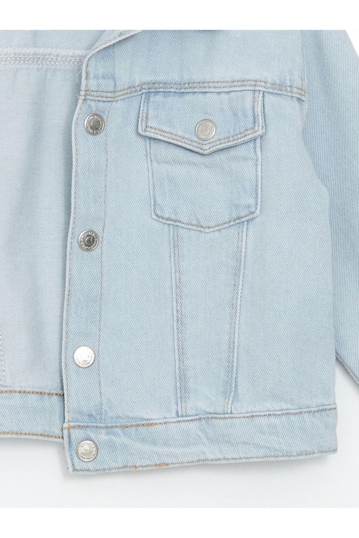 LC Waikiki Lcw Kids Mavi Gömlek Yaka Basic Kız Çocuk Jean Ceket fotoğrafı 3 (önizleme)
