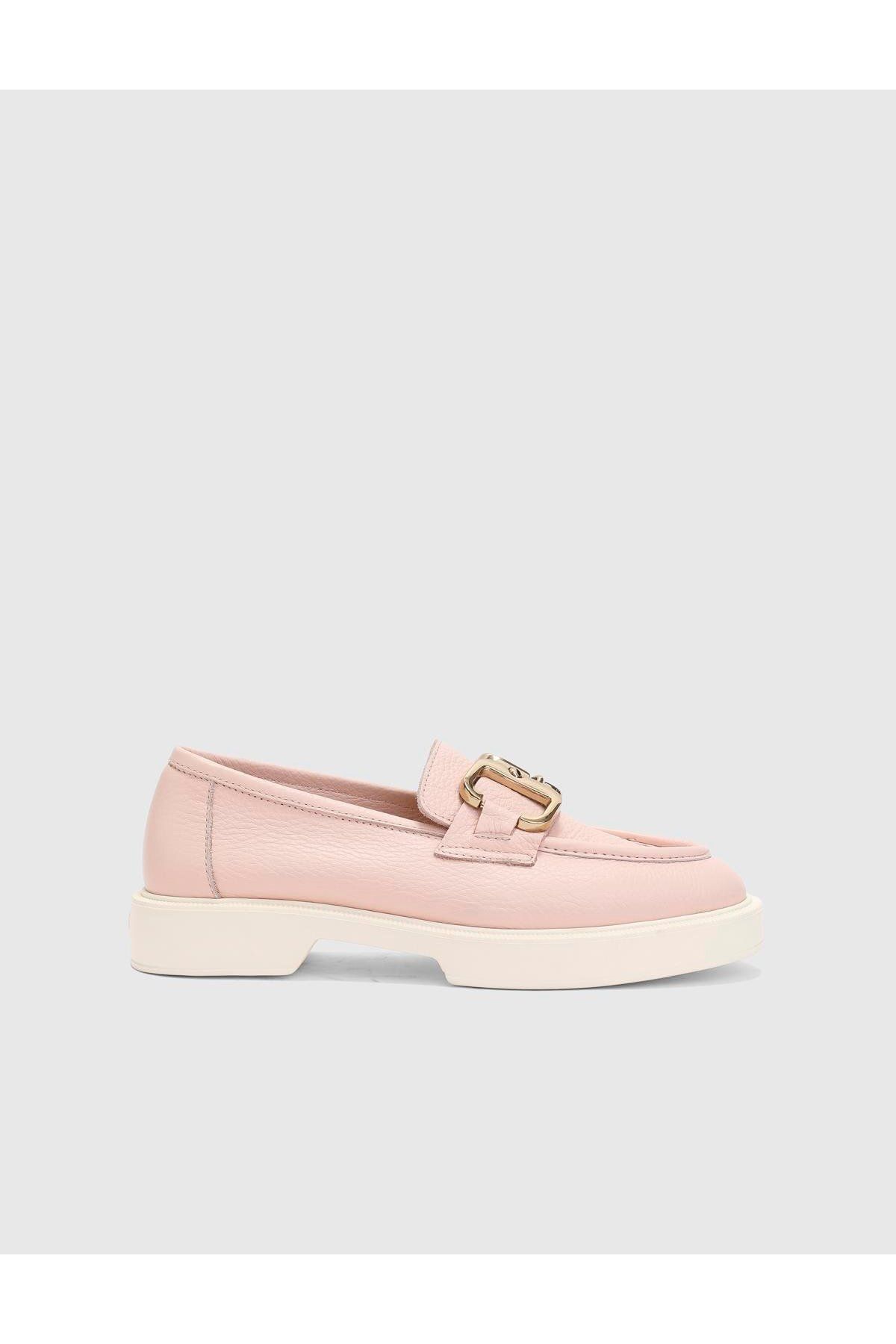 İLVİ-Denisa Genuine Leather Women's Pink Loafer Shoes 3