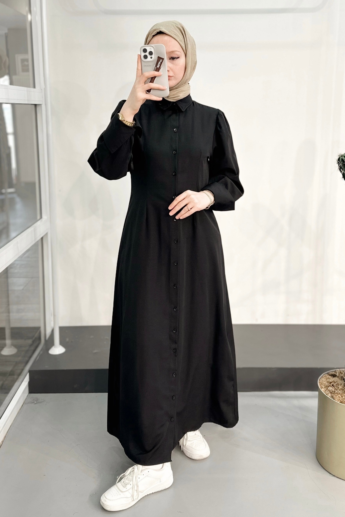 ModaSelin Ms333 Buttoned Black Dress