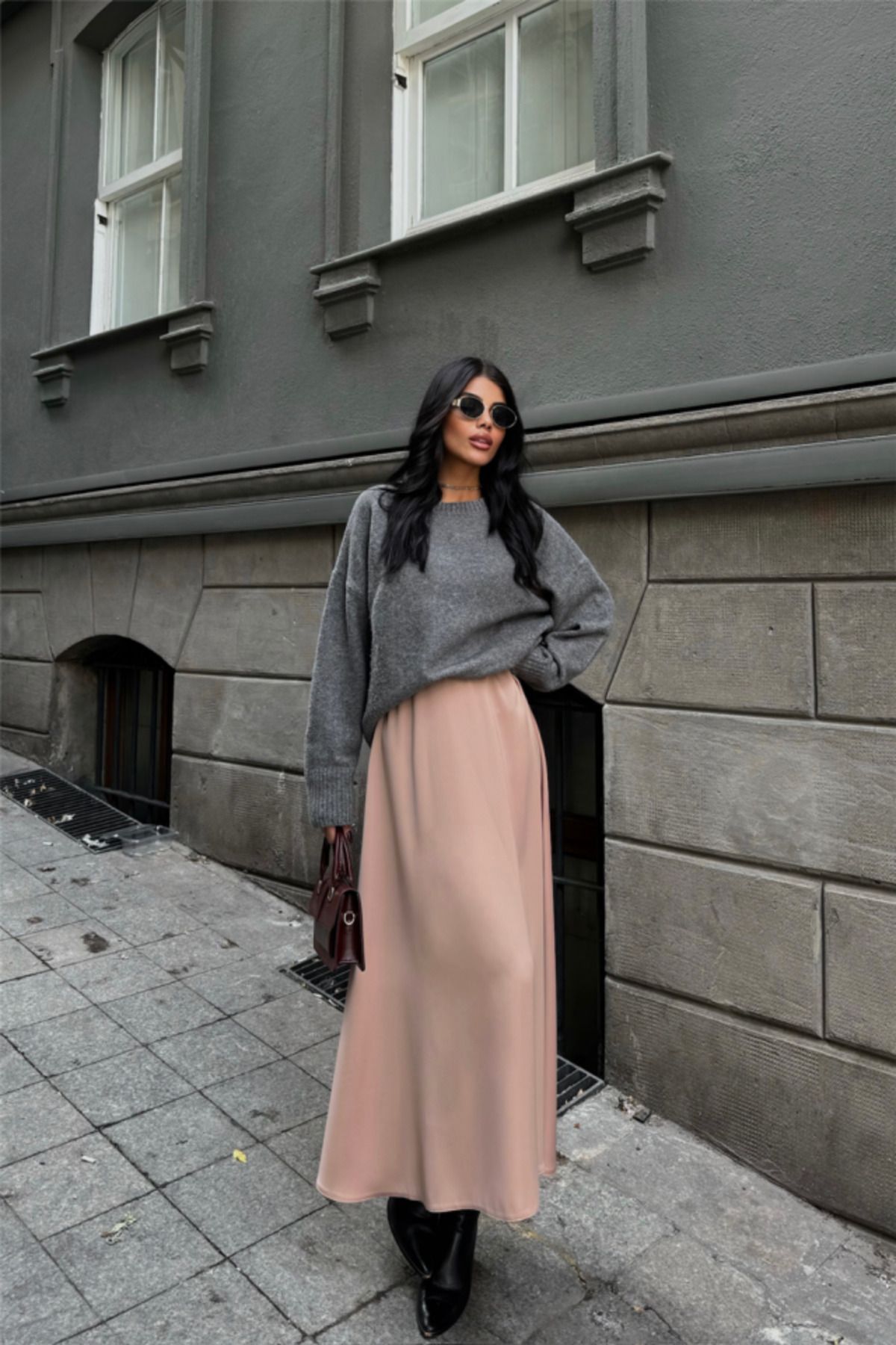 moda wanilia SATEN ŞANEL BOY ETEK - Bej