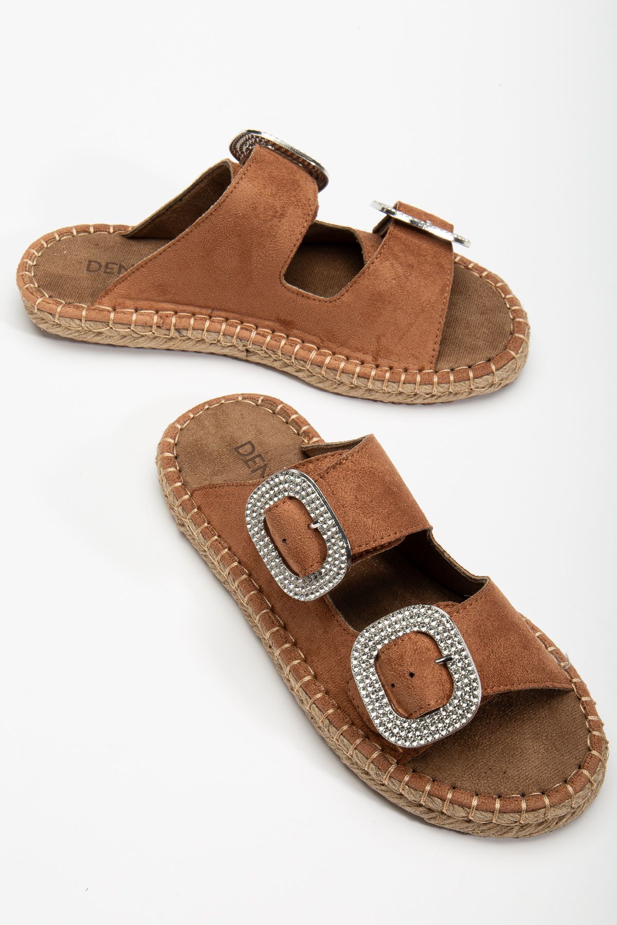 DENORA-Maro maro mat piele intoarsa talpa groasa banda de piatra espadrille talpa paie papuci pantofi 2