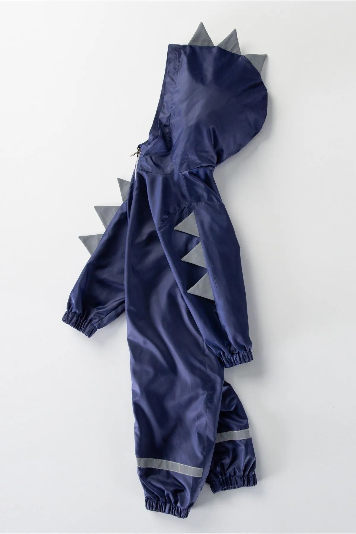 DeKuBaby Yeni Sezon Dinozor Dikenli Figürlü Kapüşonlu Pamuk Astarlı Ünisex Bebek&Çocuk Yağmurluk Mont Tulum fotoğrafı 2 (önizleme)