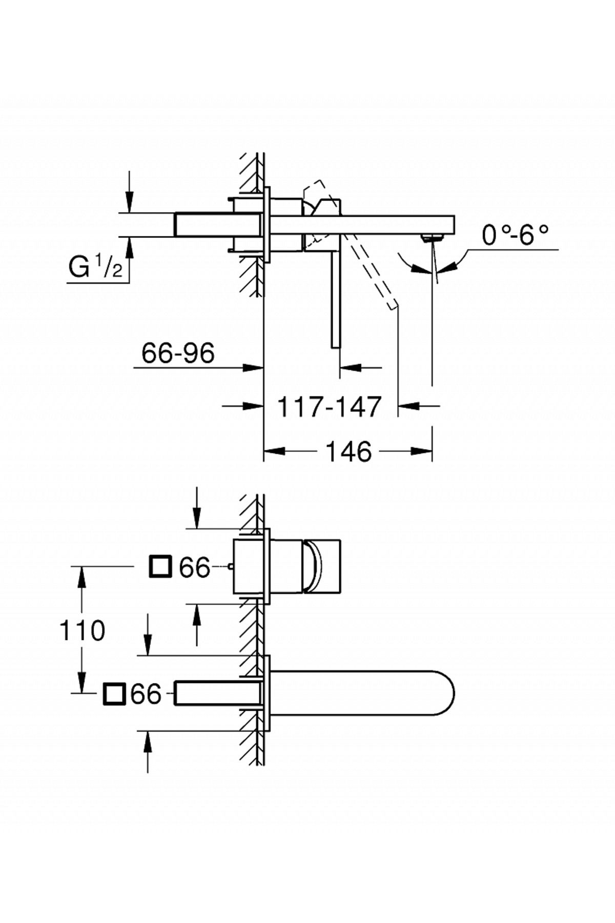 Grohe-Grohe Plus 29303003 washbasin mixer, wall mounted, single lever, size M, requires fixing set, Chrome 5