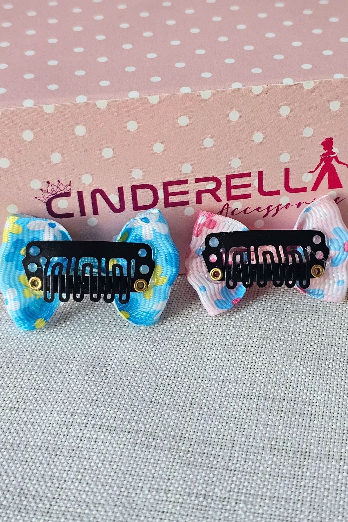 Cinderella-3-Piece Bow Soft Baby Buckle - Set of Buckles for Babies with Less Hair and Newborns 3