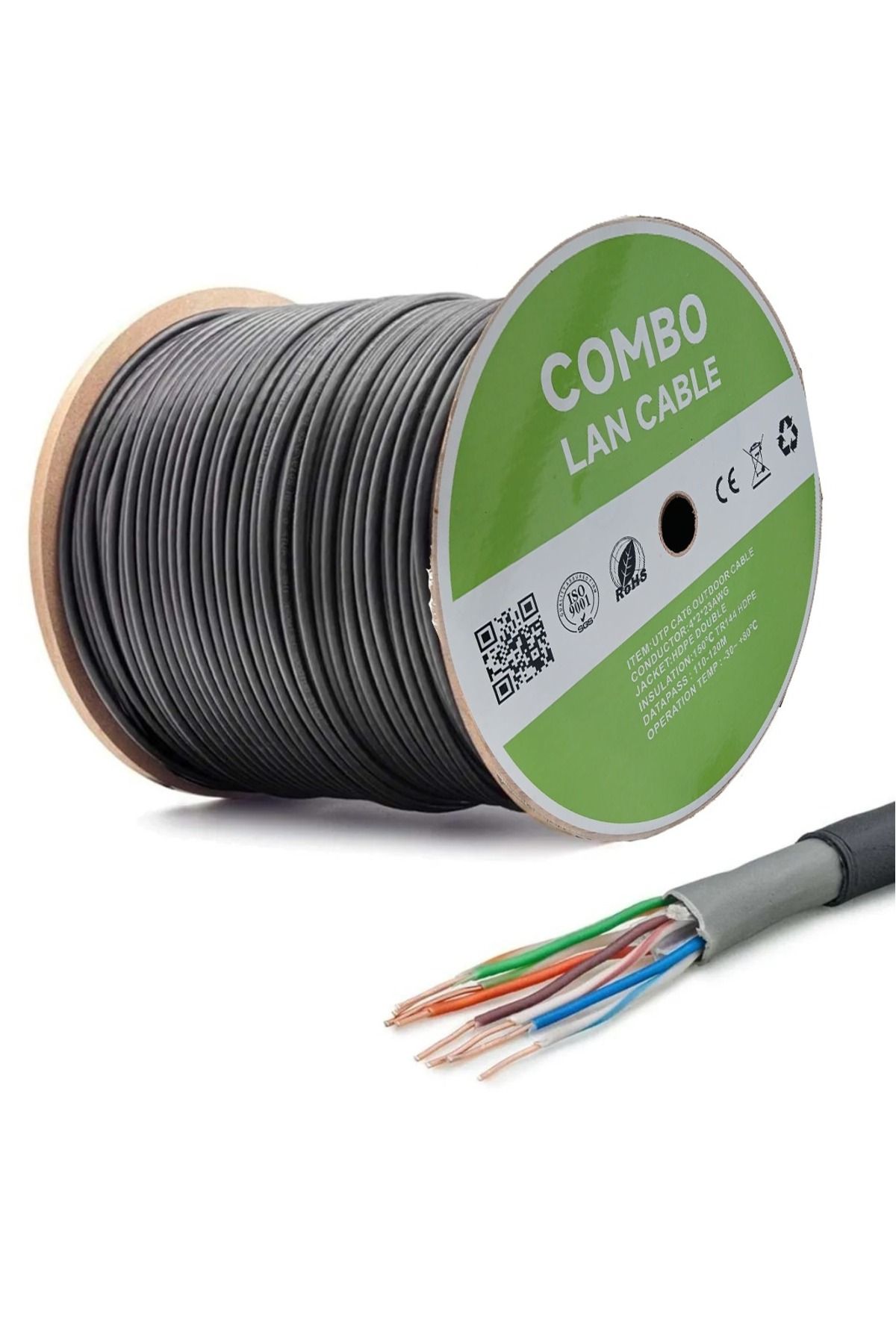 OEM Combo Yüksek Bakır UTP 23awg 0.57mm Dış Ortam CAT6 Outdoor Kablo (METRE)