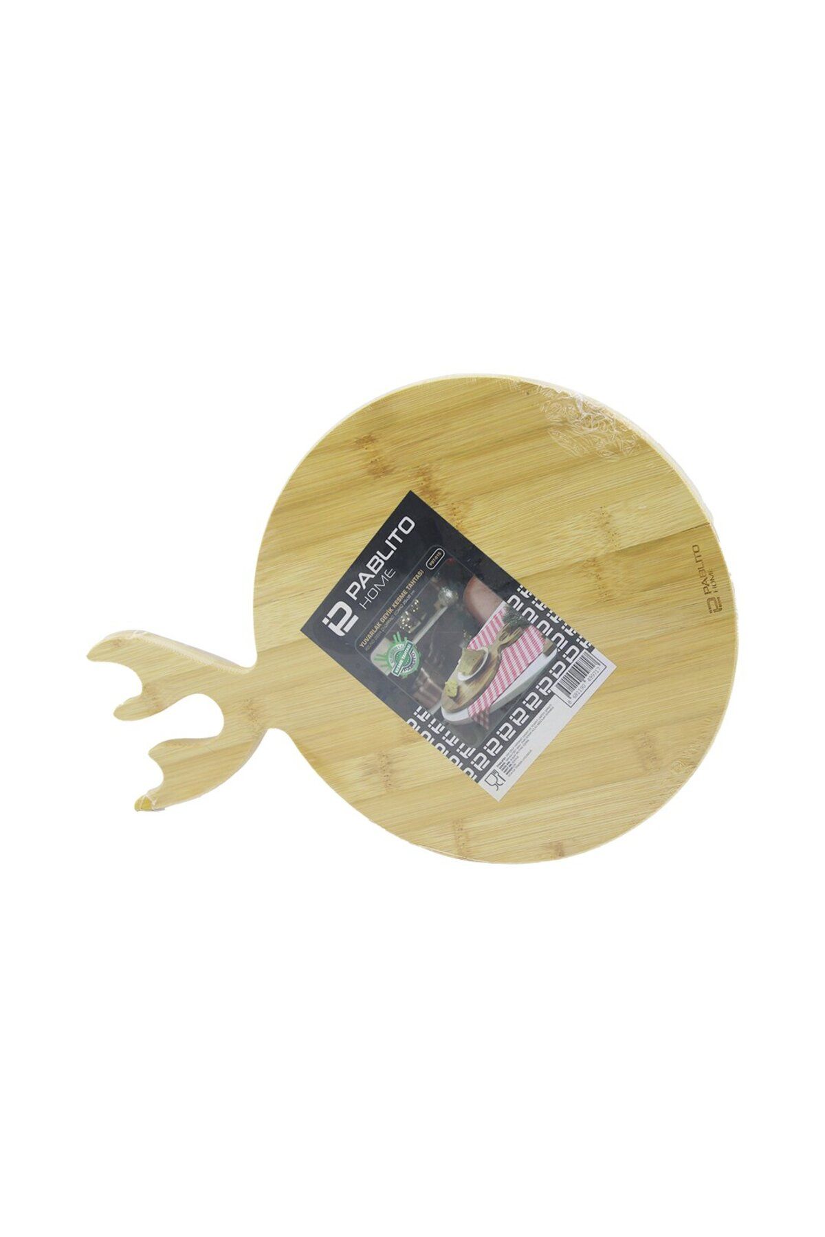 STOREMAX buxystorem YUVARLAK AHŞAP BAMBU KESİM PANOSU - KESME TAHTASI GEYİK BOYNUZ FİGÜR SAPLI = 26CM tr
