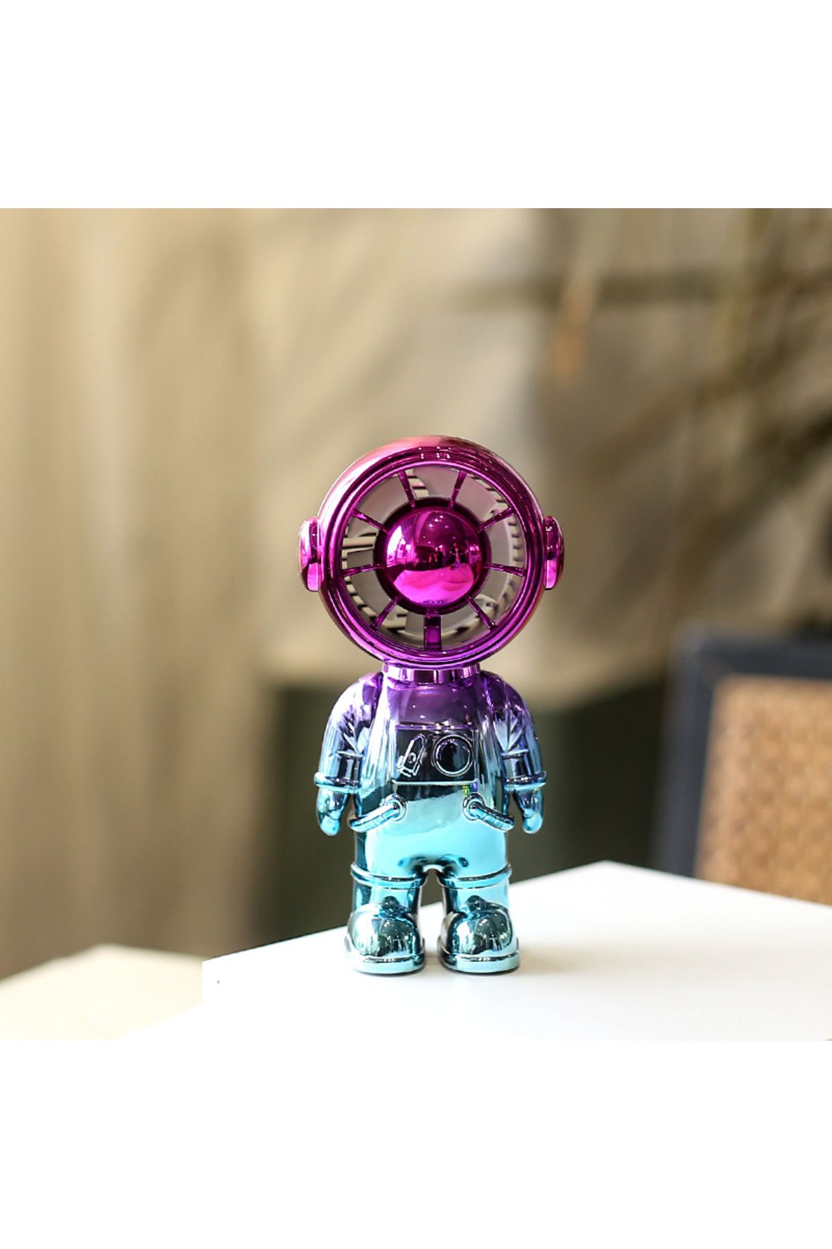 Livava Astronot Forforlu Mini Fan, Usb li ve Şarj Edilebilir, Pembe, 13x7