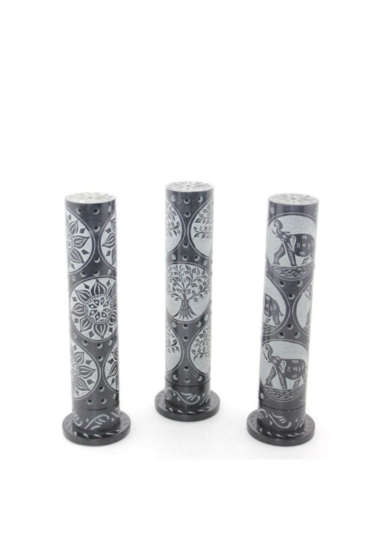 Mu Art Ahşap Obsidian Taşı İşlemeli Kule Tütsülük Model 2