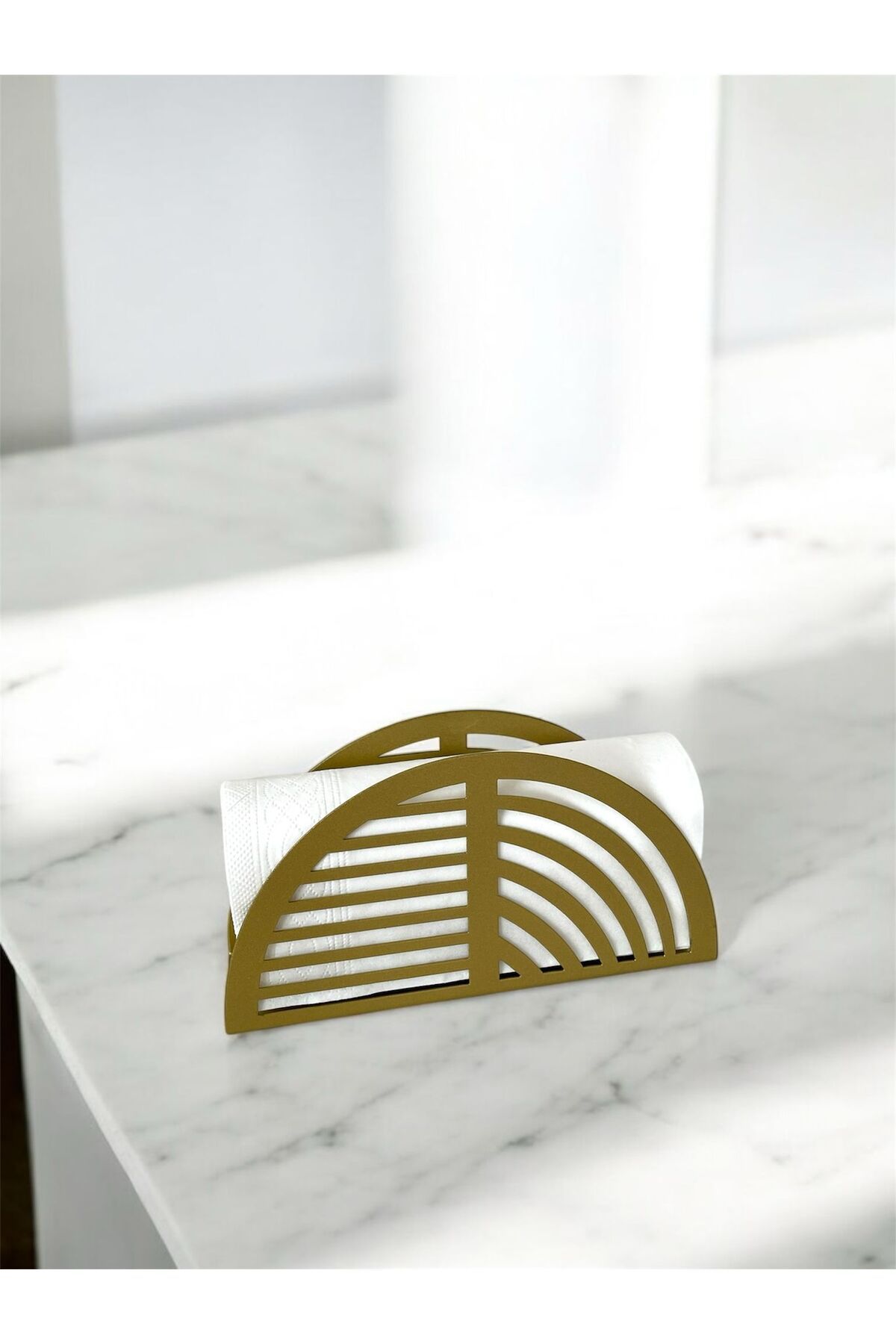 Decoramo Home-Metal Napkin Holder Gold Oval Gold Desktop Napkin Holder 3