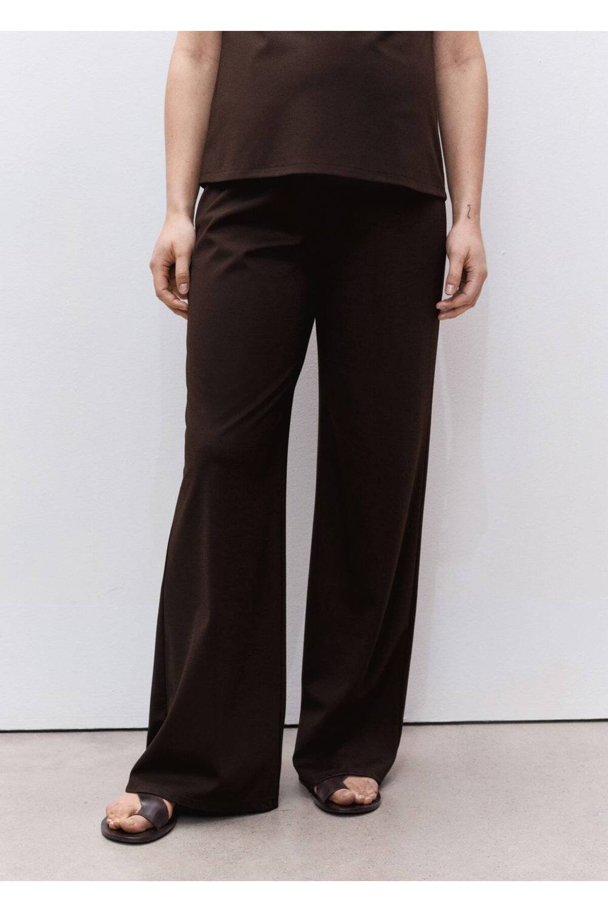 İnce triko wideleg pantolon