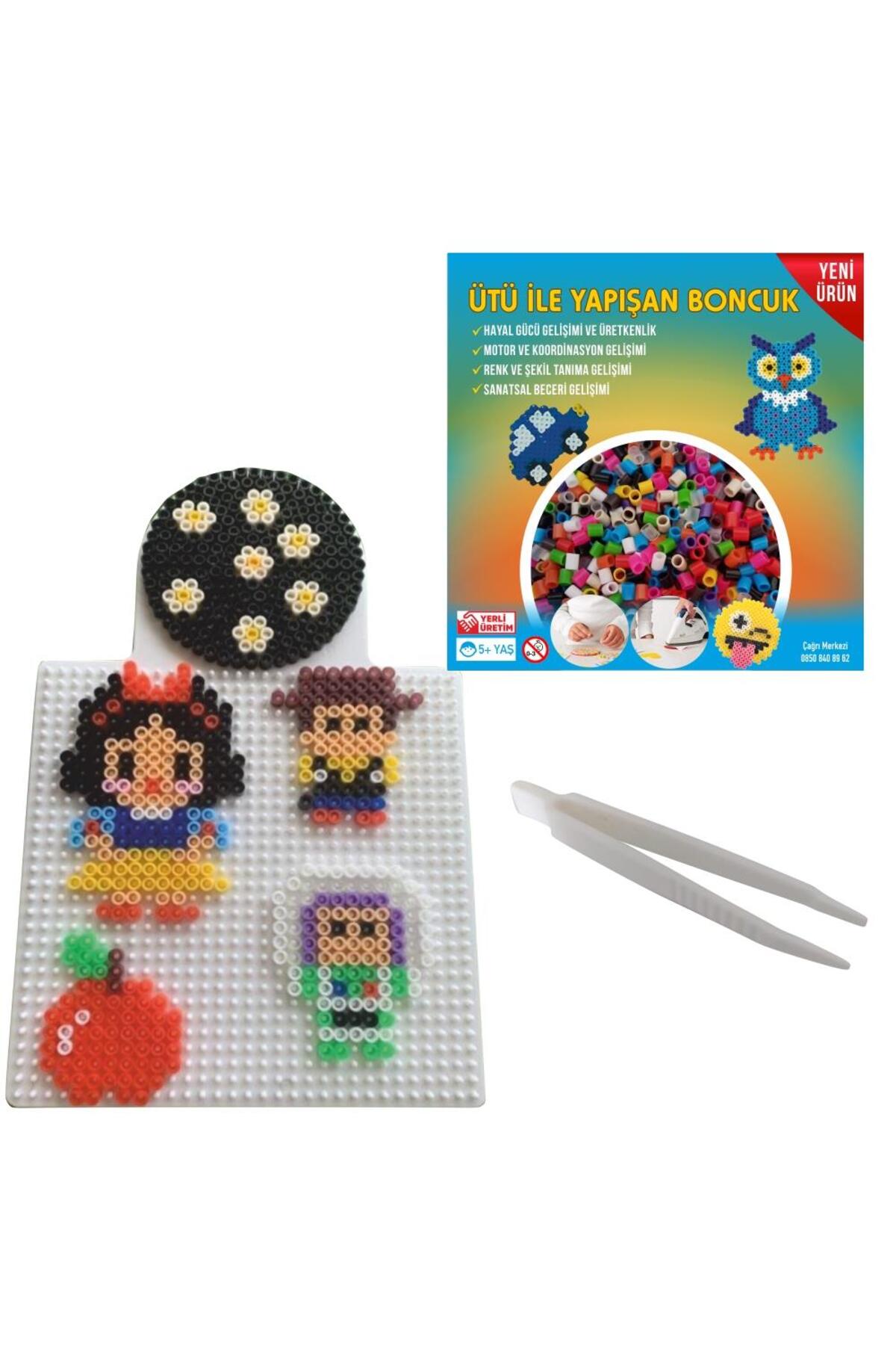 Nusrat Bilişim Ütü ile Yapışan 1000'li Renkli Boncuk-Tabla-Cımbız 3'lü Set