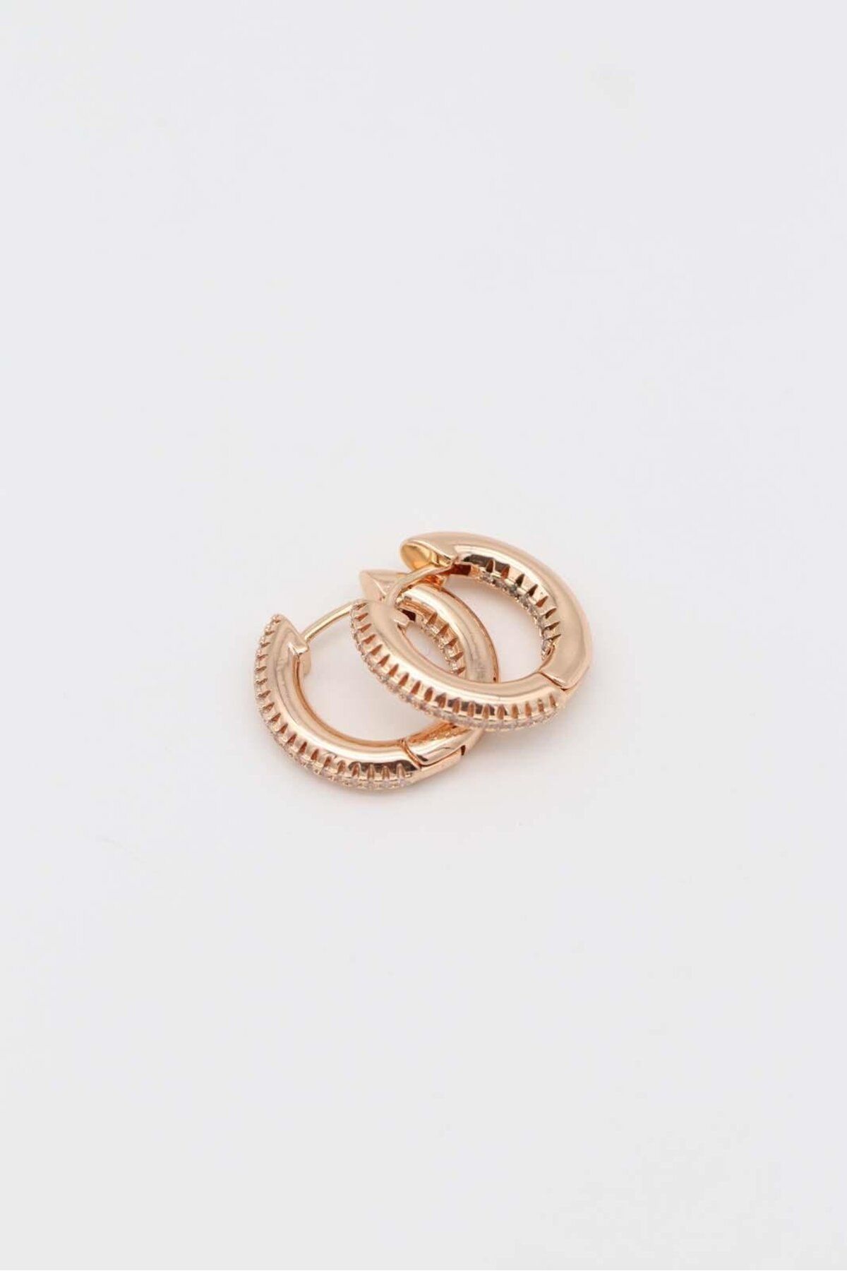 SİMİ TAKI-Vip Stone Curved Hoop Earrings (17mm) 1