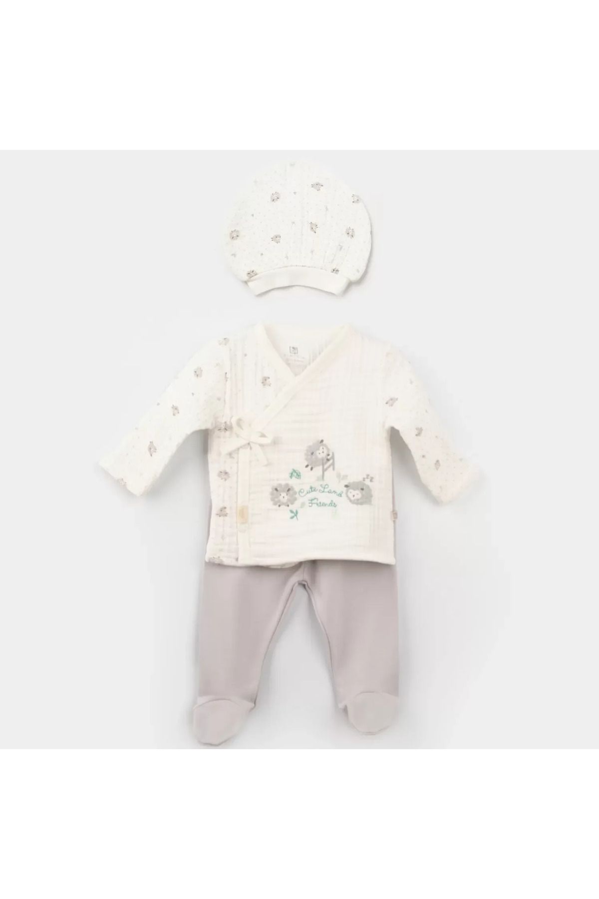 RUBY BOUTİQUE Lamb Friends 3'lü Zıbın Set Gri