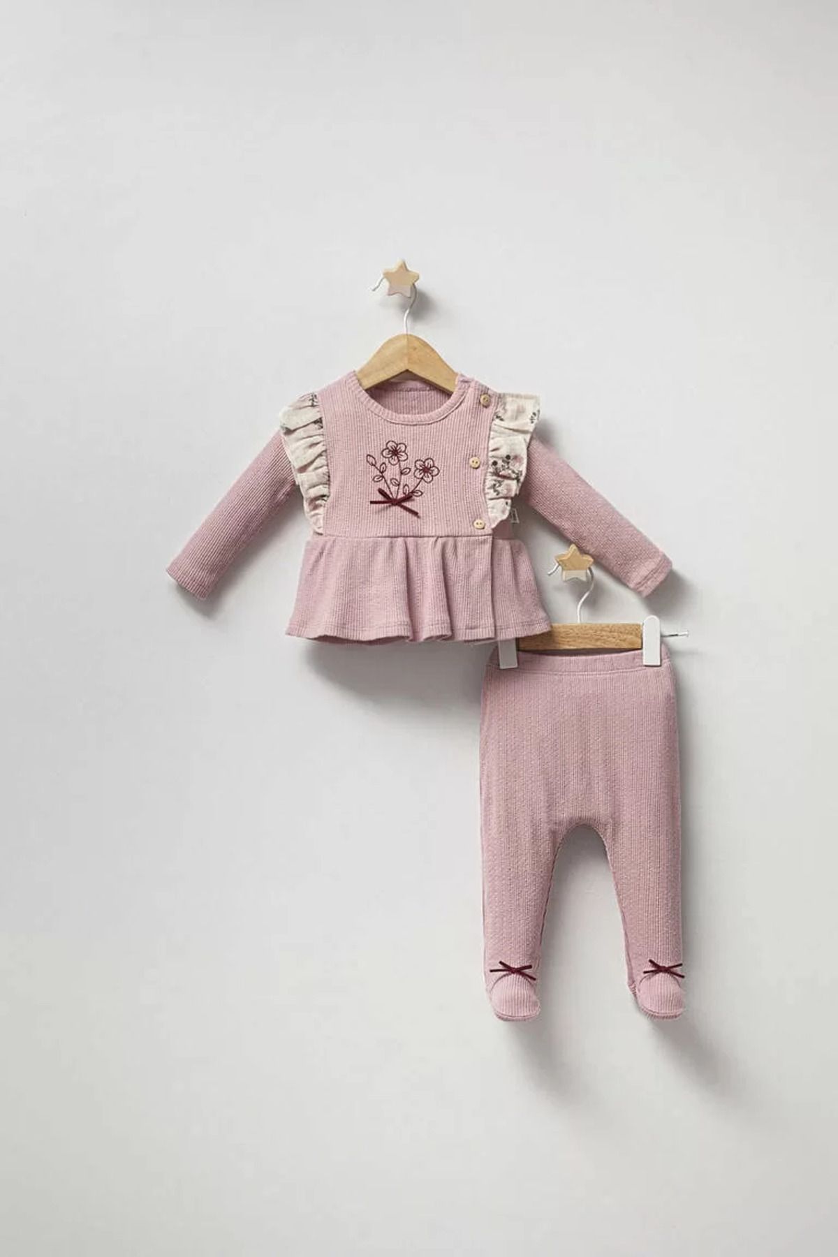 RUBY BOUTİQUE Baby Vintage Rose Zıbın Takım Gül Kurusu