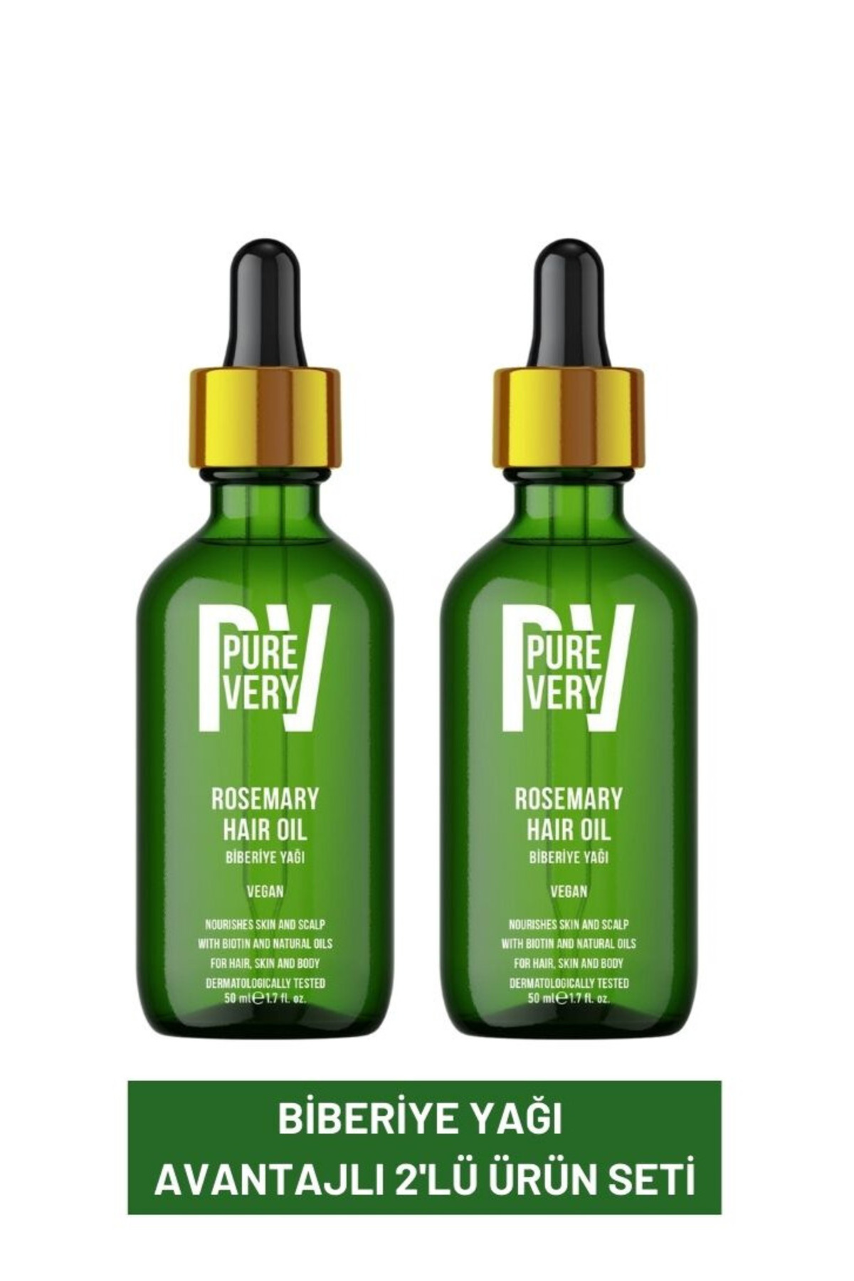 Purevery 2'li Biberiye Yağı Saç Dökülmesi ve Yıpranmış Saçlar için Besleyici Biotinli Saç Bakım Yağı 50 ml x2 — TYCB00397CF9CD4B014205B00